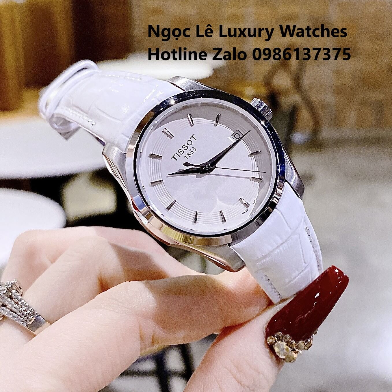 Đồng Hồ Tissot Nữ Dây Da Trắng Size 32mm - Tissot Couturier Quartz