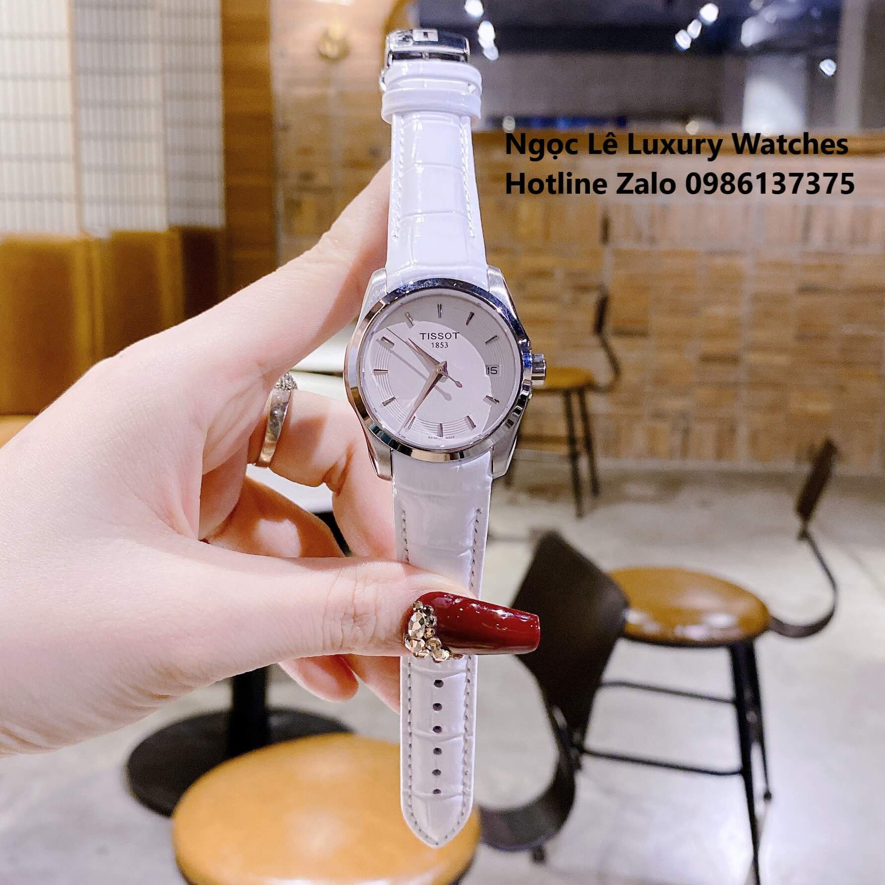 Đồng Hồ Tissot Nữ Dây Da Trắng Size 32mm - Tissot Couturier Quartz