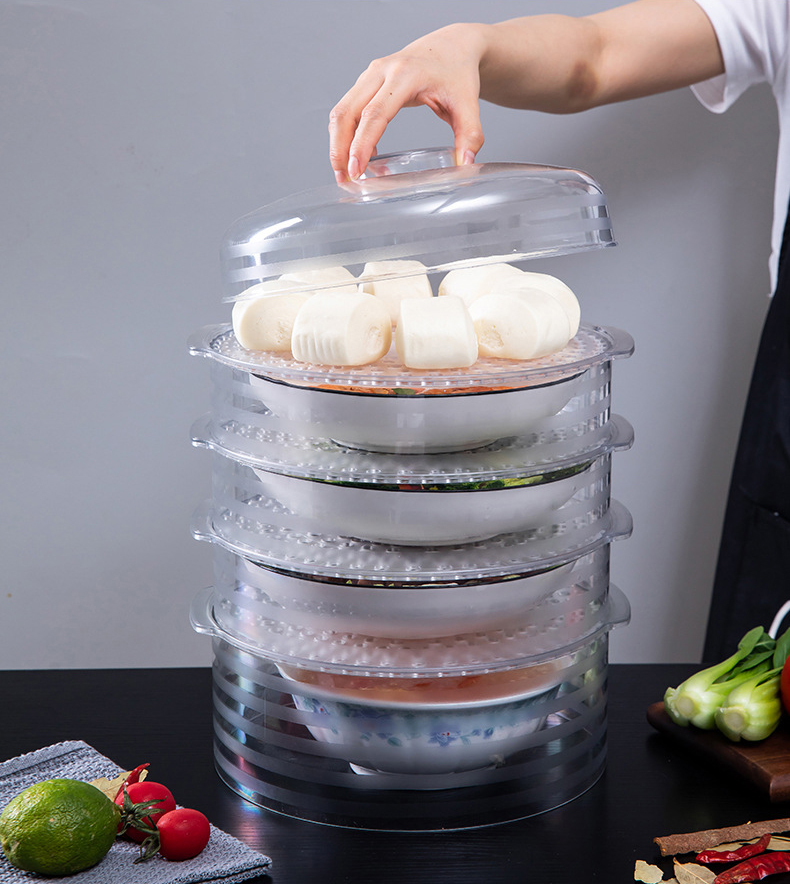 Lồng bàn trong suốt đậy thức ăn (loại 5 tầng cao cấp). Tiện ích Xanh