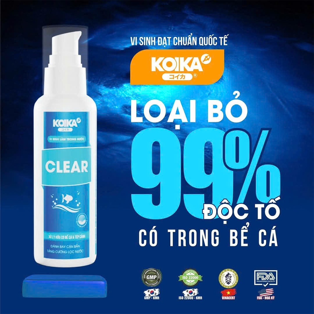 KOIKA - Clear | Vi sinh khử bụi, làm trong nước hồ cá cảnh thủy sinh