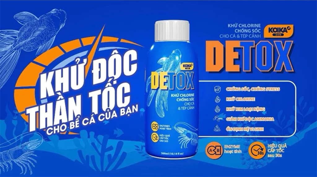 KOIKA - DETOX | Khử Clo và kim loại nặng, chống sốc giảm stress cho cá
