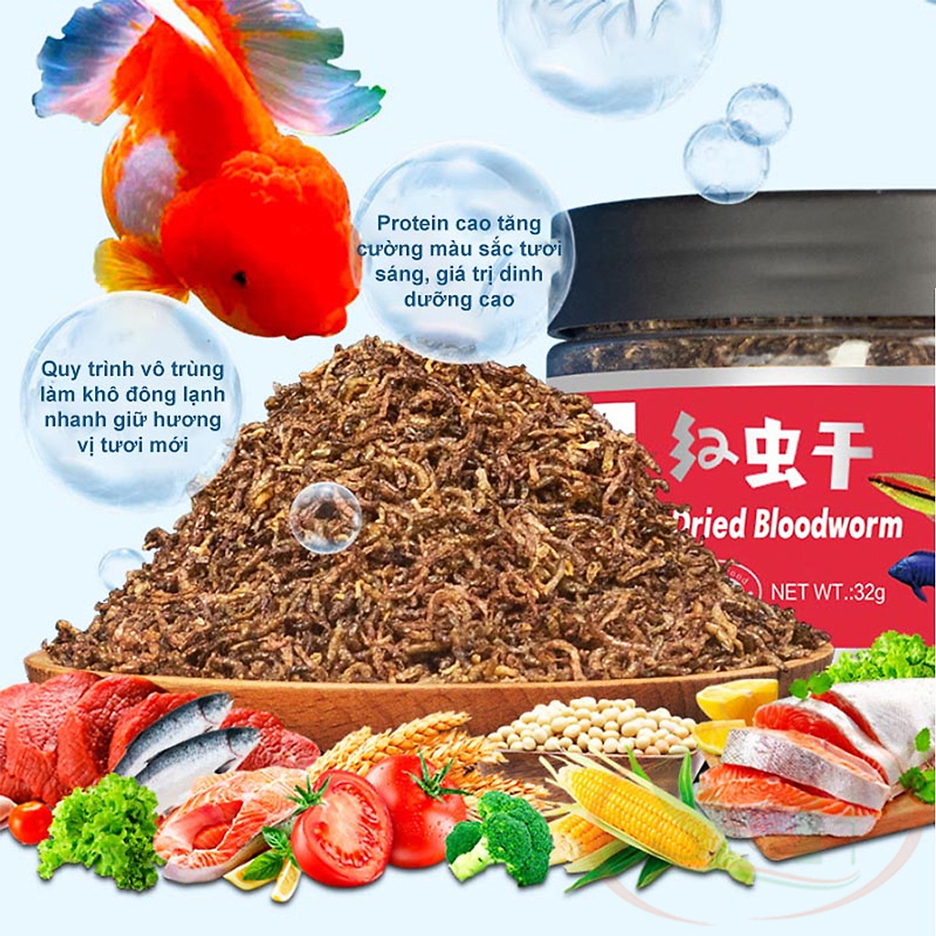 BIOZYM - Dried Bloodworm | Trùn huyết sấy khô cho cá cảnh thủy sinh