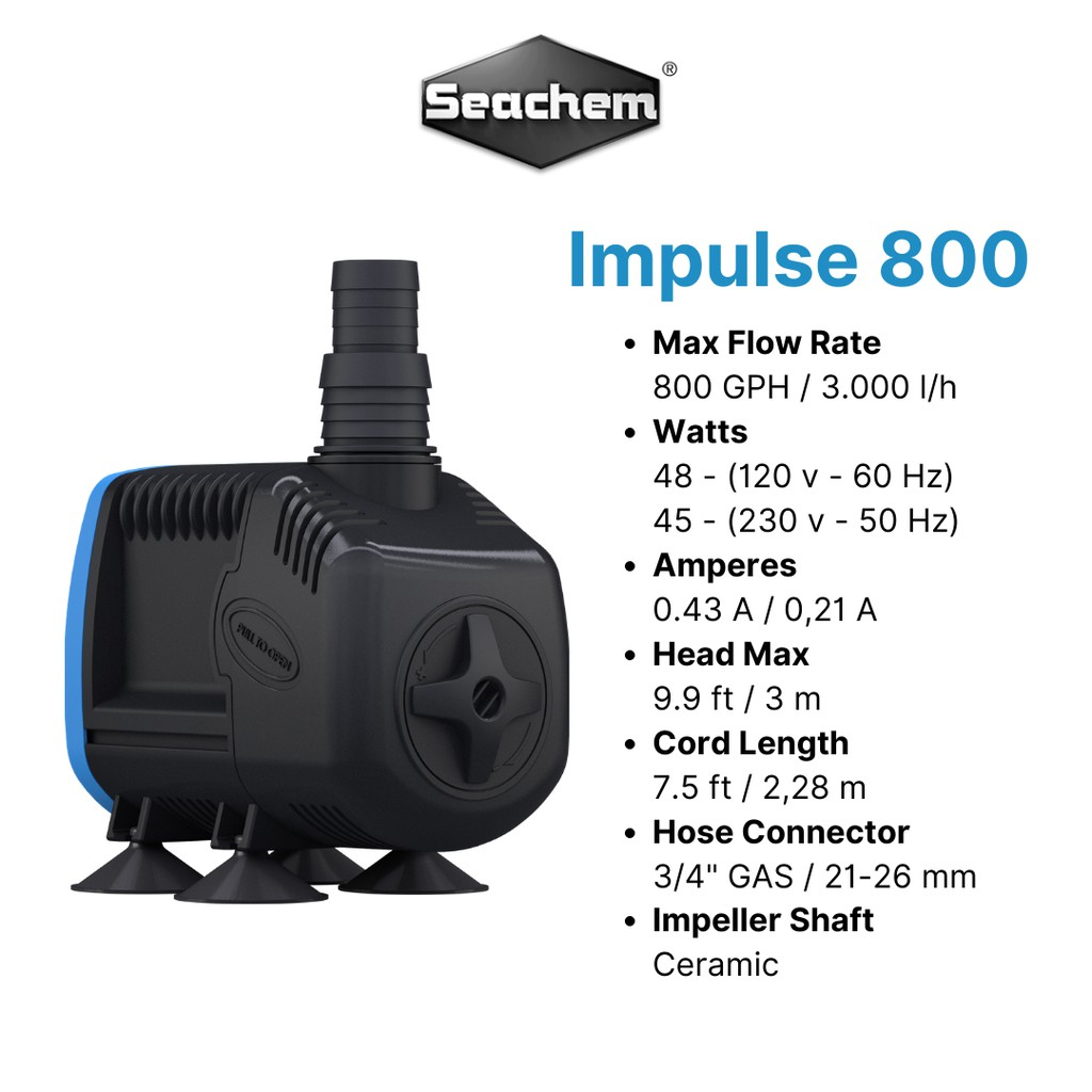 SEACHEM - Impulse 800 | Máy bơm nước hồ thủy sinh, hồ cá biển san hô