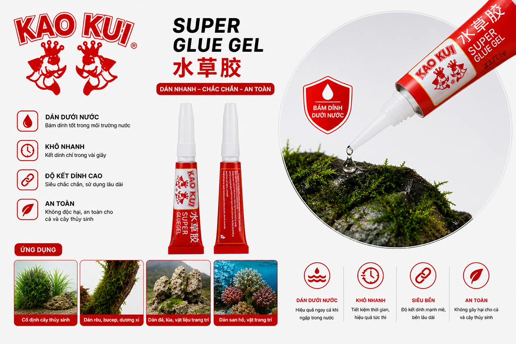 KAOKUI - Instant Gel | Keo dán rêu và cây thủy sinh an toàn cho hồ cá