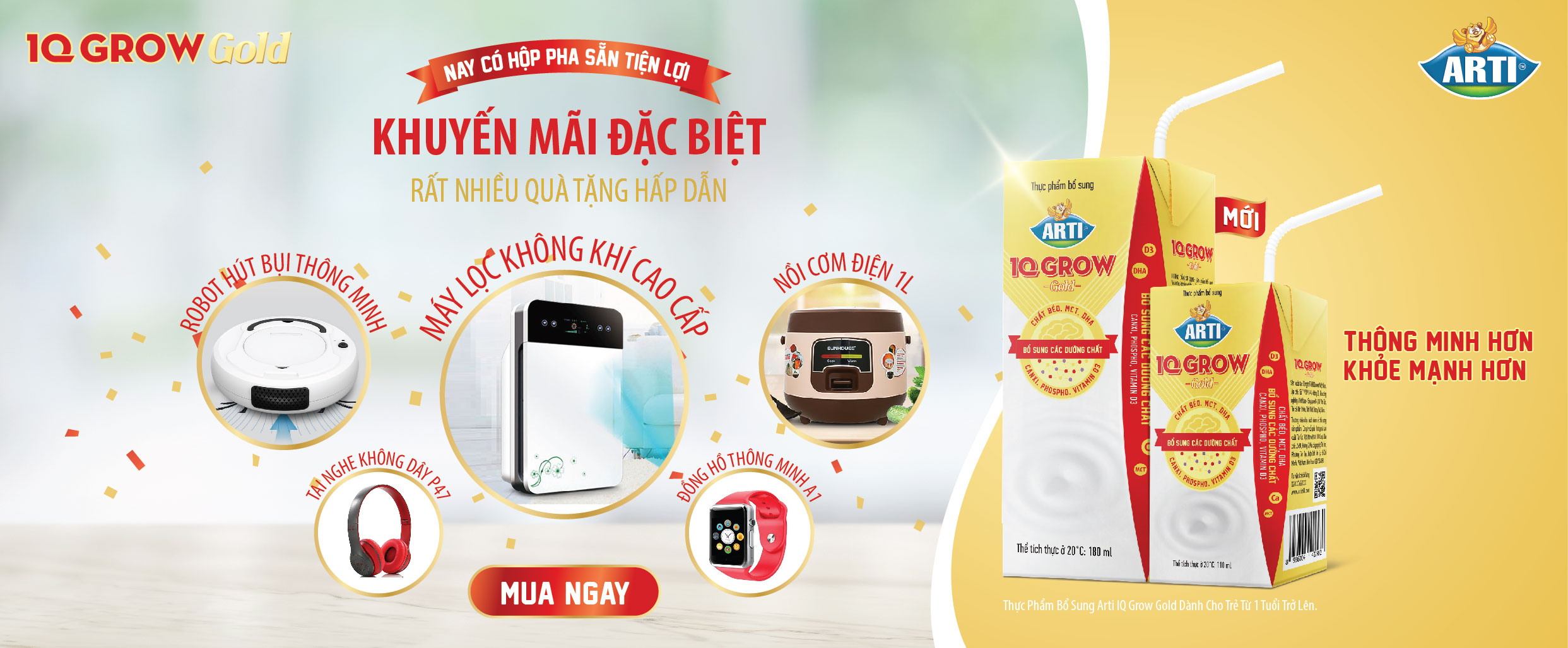 [KHUYẾN MÃI ĐẶC BIỆT] sữa IQ Grow Gold Pha sẵn Mới - từ 30/04 - 31/07/2020