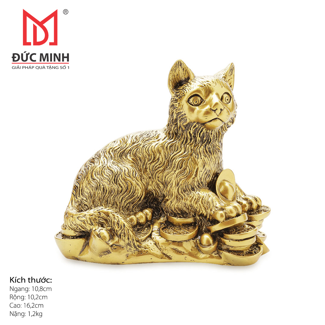 Tượng 12 con giáp Mèo nằm trên đồng tiền