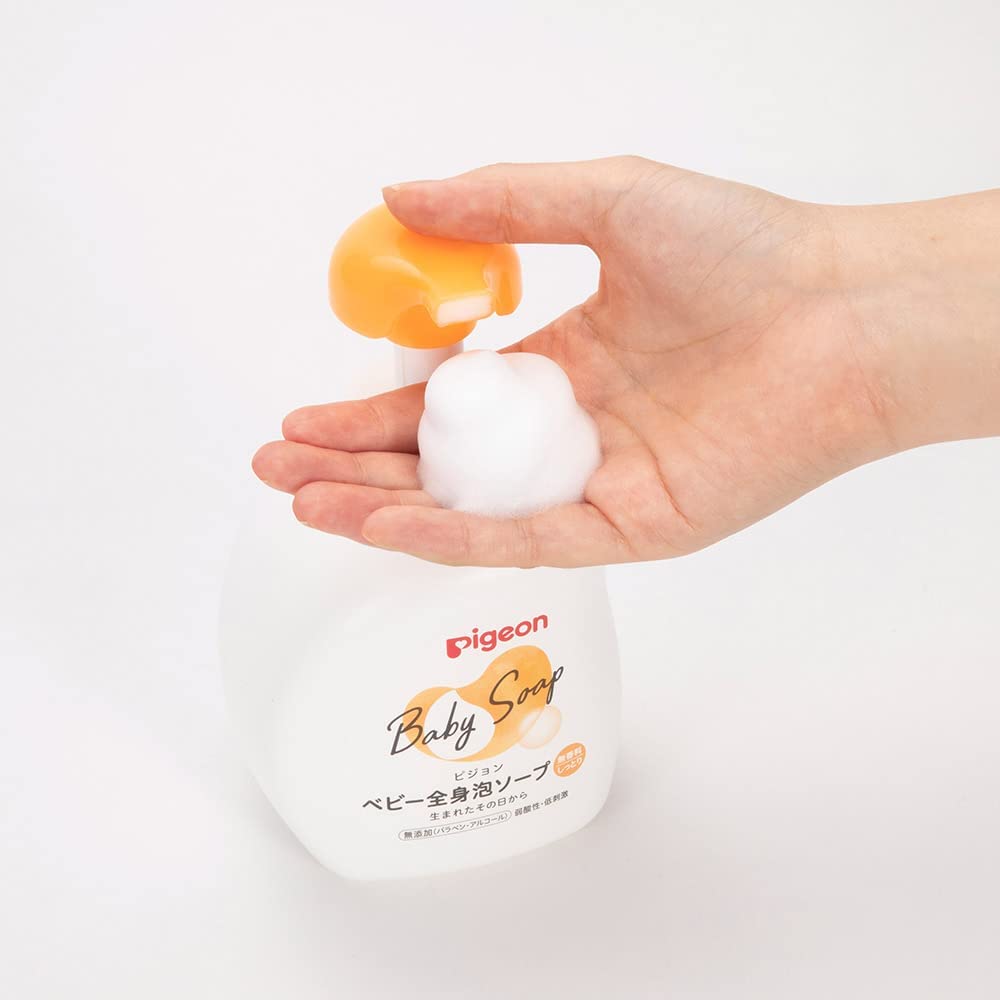 Sữa tắm gội cho bé Pigeon Baby Soap tạo bọt 500ml- Hương Cam