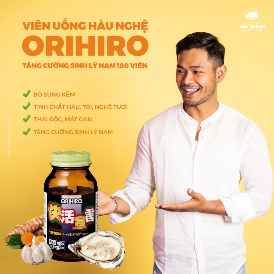 Sinh lý Viên uống tinh chất hàu tỏi nghệ Orihiro 180 viên