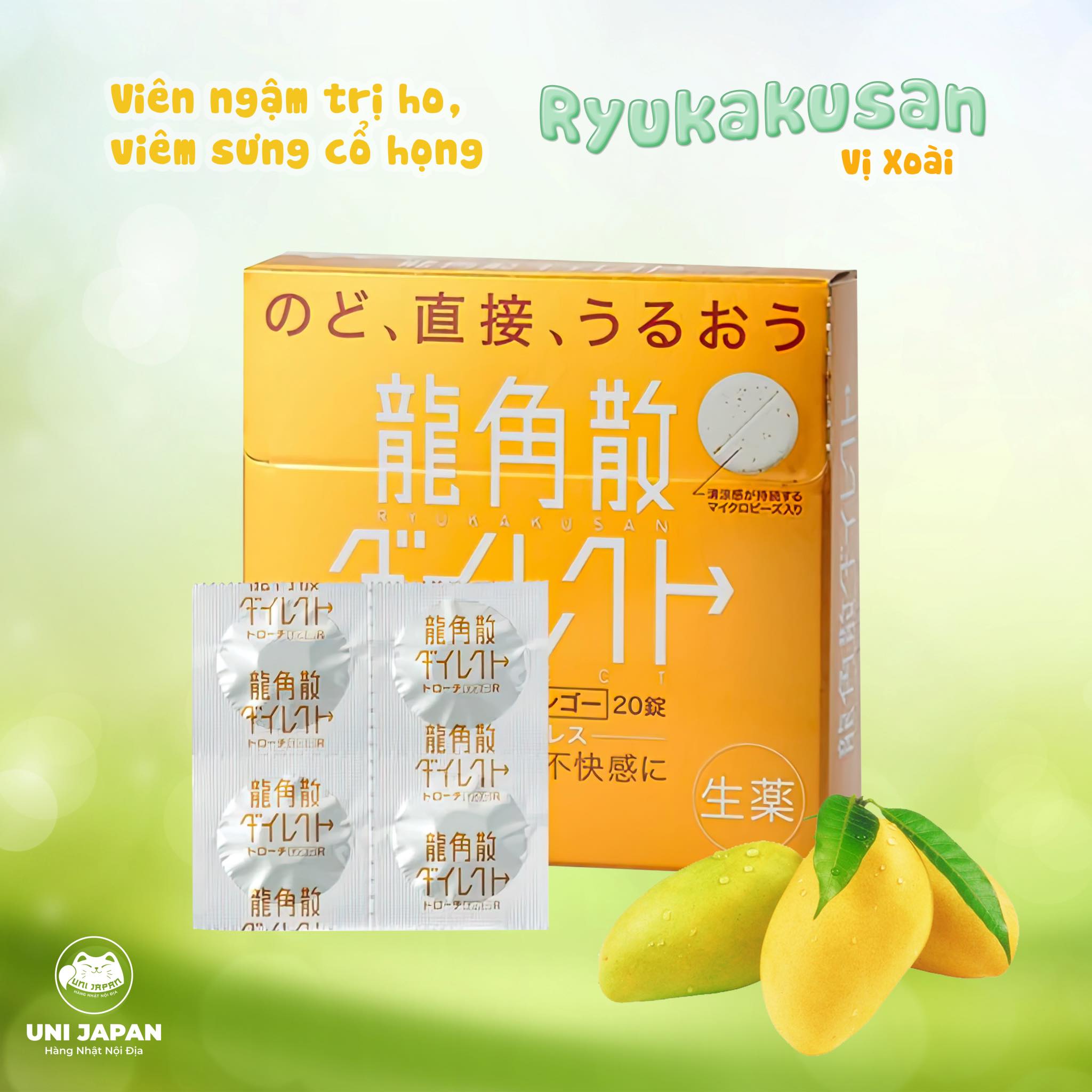 VIÊN NGẬM TAN ĐỜM RYUKAKUSAN NHẬT BẢN GIẢM HO VÀ ĐAU HỌNG