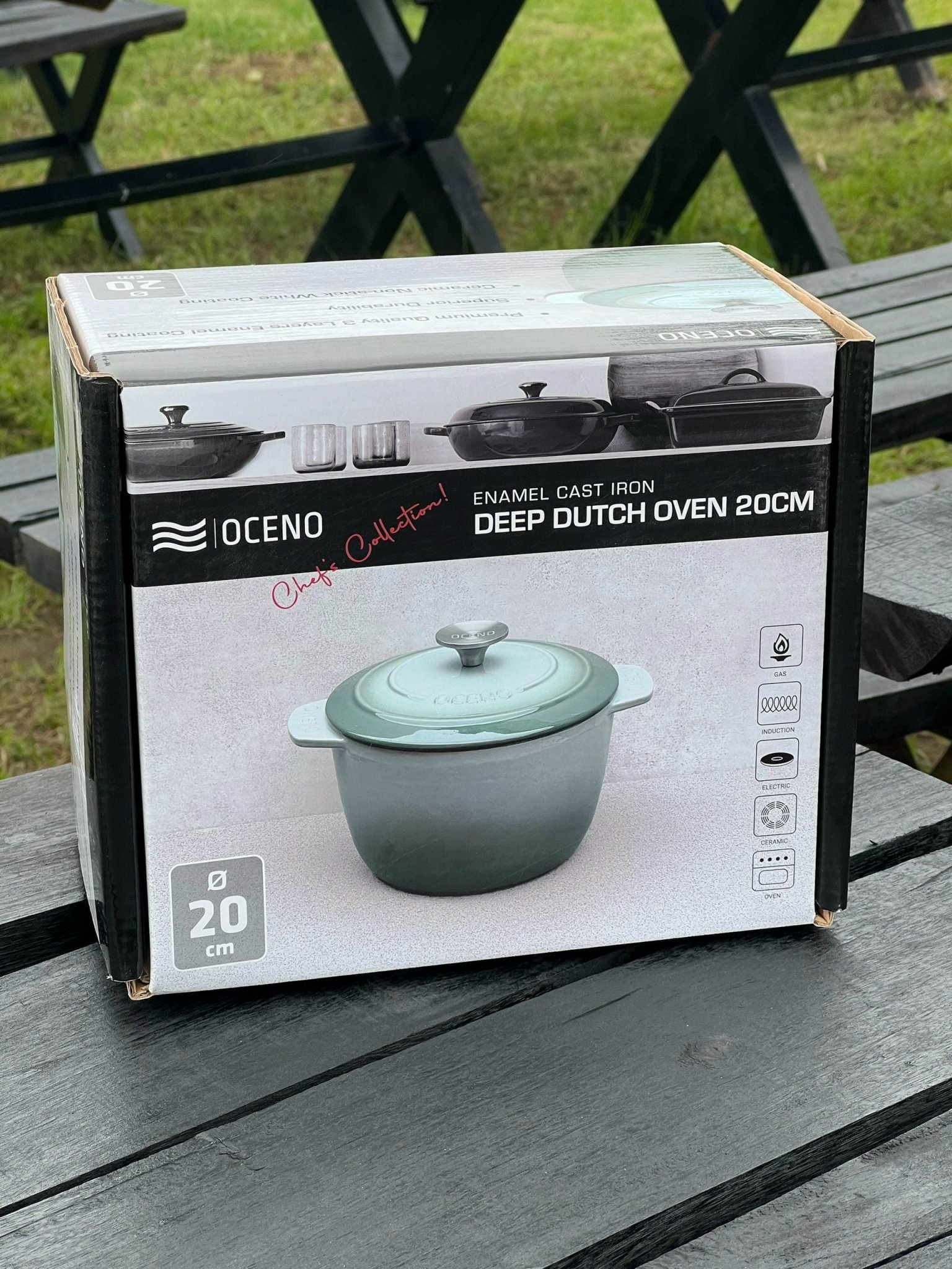 Nồi gang thành cao Oceno 20cm màu xanh