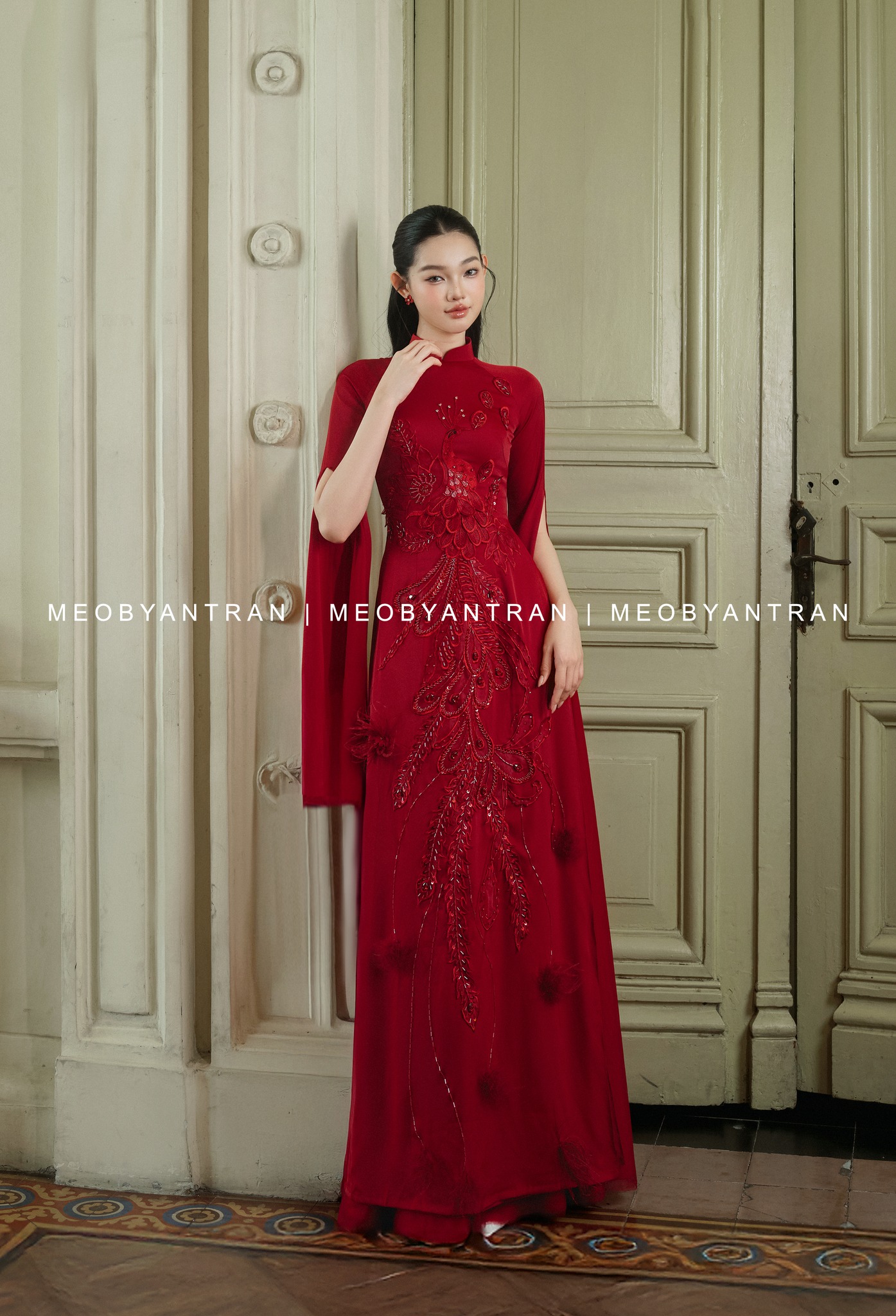 Áo dài cưới công phượng thiết kế thủ công, tỉ mỉ #AD22