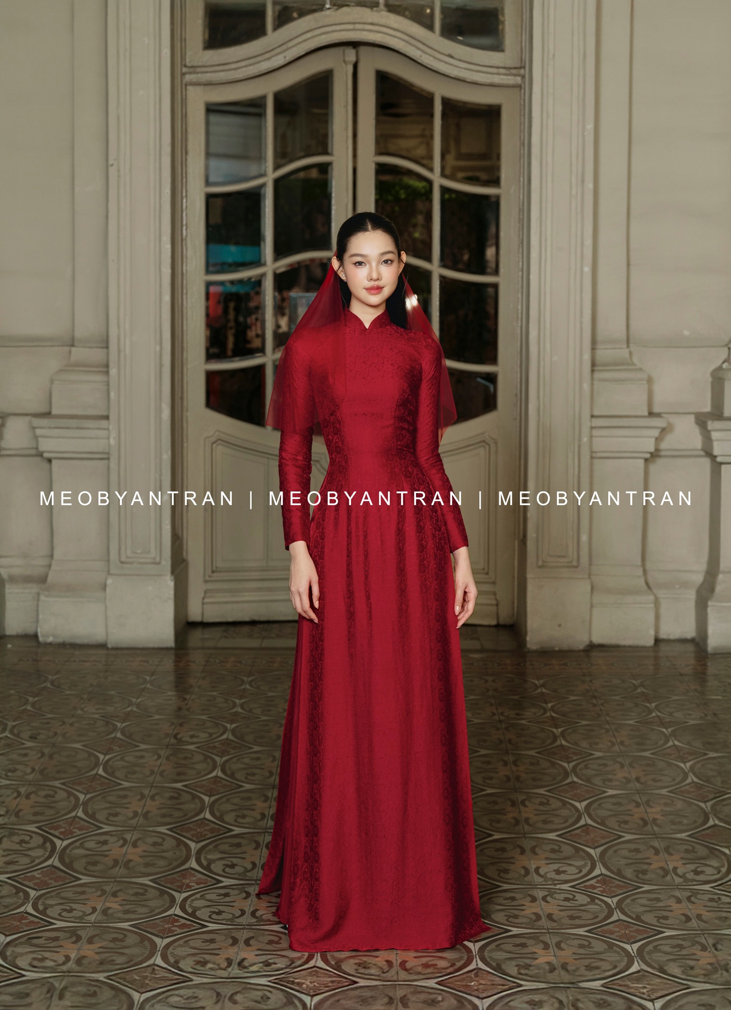 Áo dài cưới màu đỏ thiết kế đơn giản, truyền thống #AD13