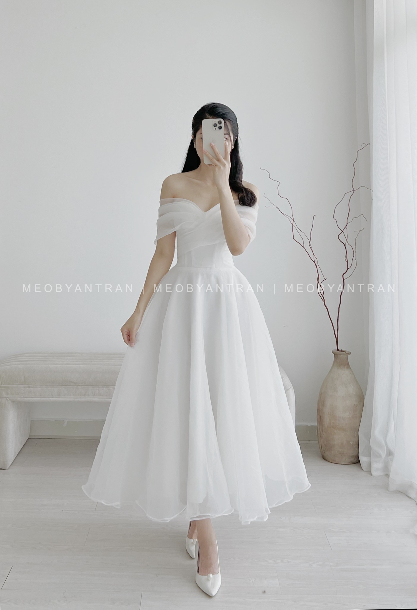 Váy cưới ngắn dễ thương chất liệu voan nhẹ nhàng #1104