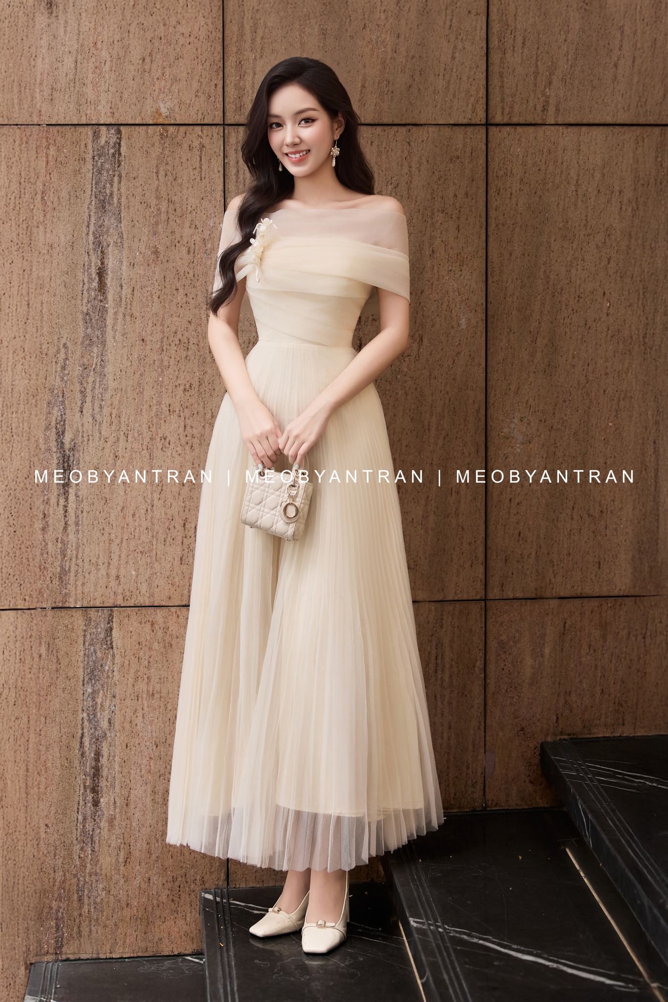 Đầm voan dài dự tiệc cưới đẹp thiết kế trẻ trung, dễ thương #1020