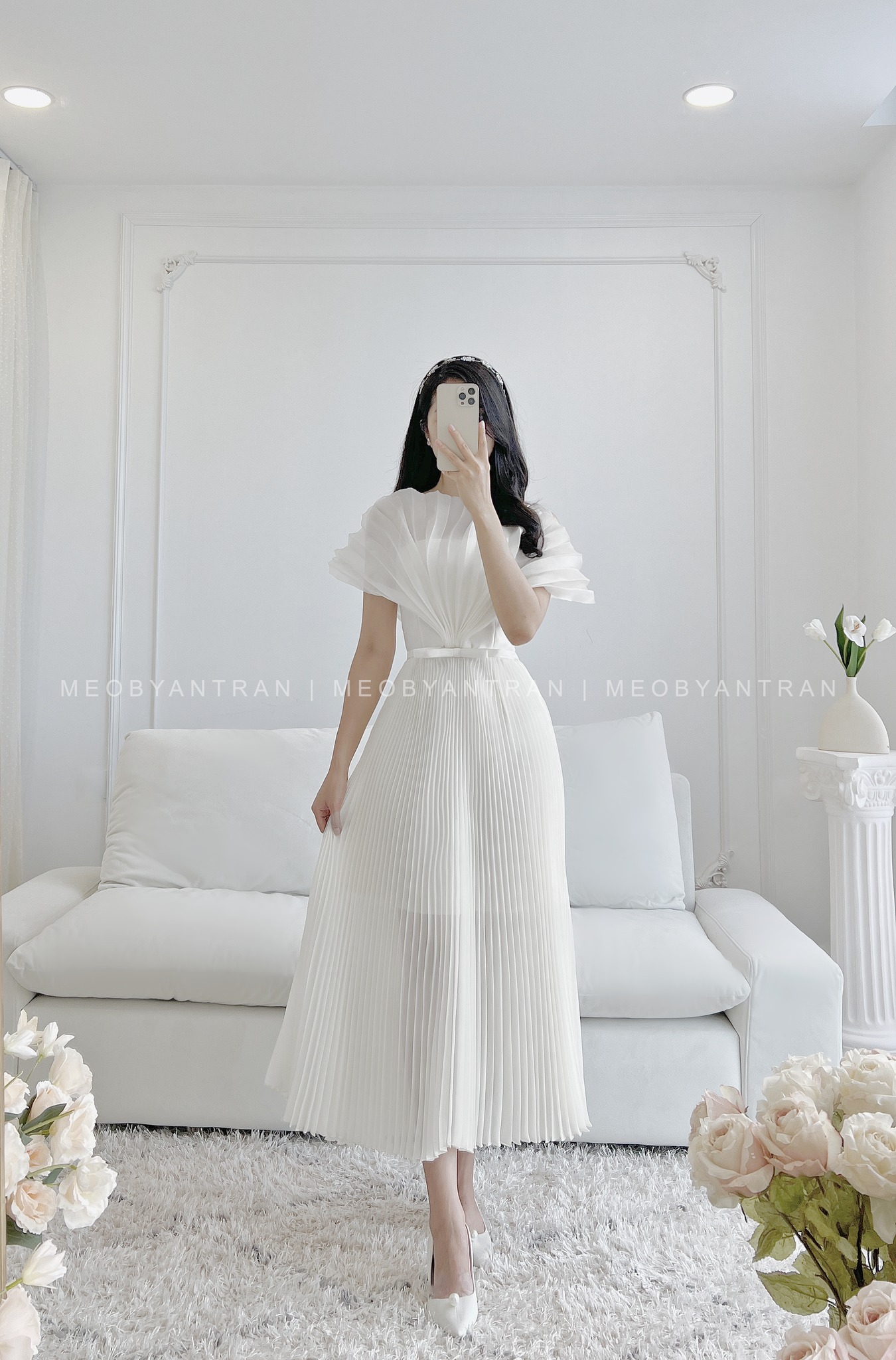 Váy dự tiệc cưới đơn giản đầm tiệc cưới cổ vuông tay voan nơ tôn da chất  liệu tơ xốp mịn 2 lớp full K N Boutique | Shopee Việt Nam