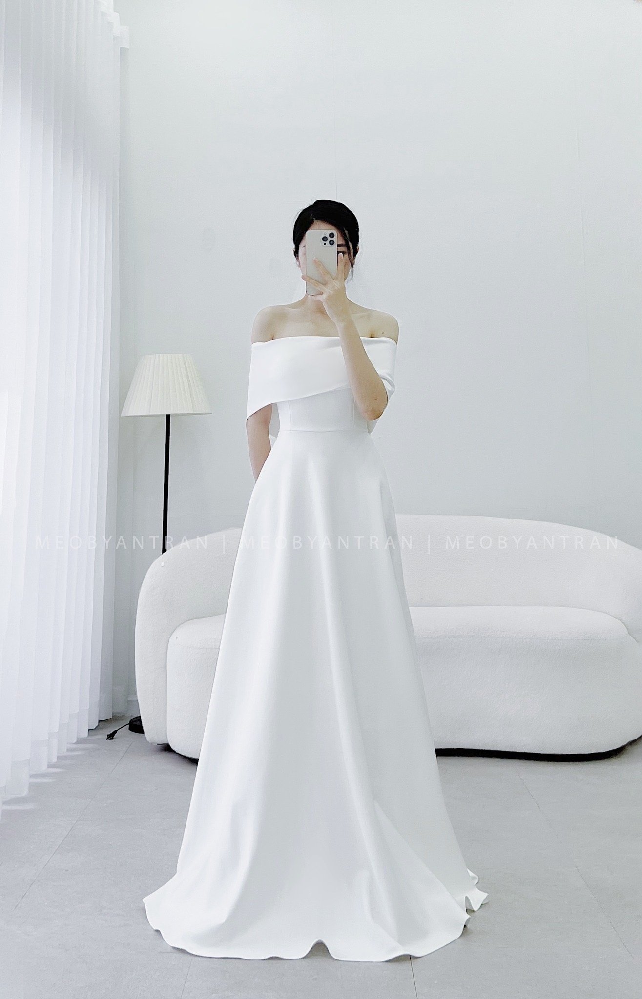 Váy cưới voan trắng dài kiểu dáng tiểu thư, dễ thương #1109