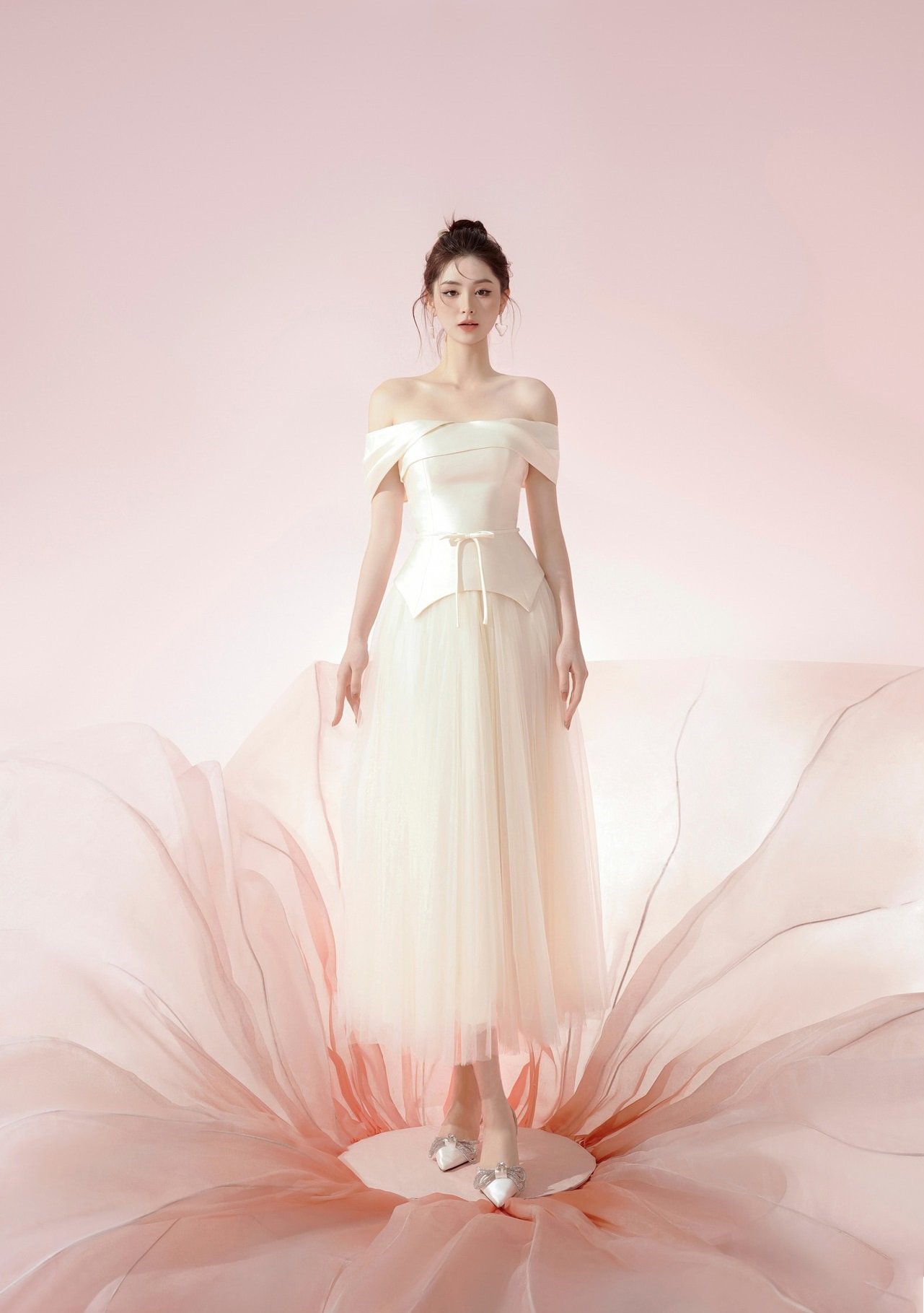 Váy trễ vai dự tiệc trẻ trung kiểu dáng đơn giản, dễ thương #3116