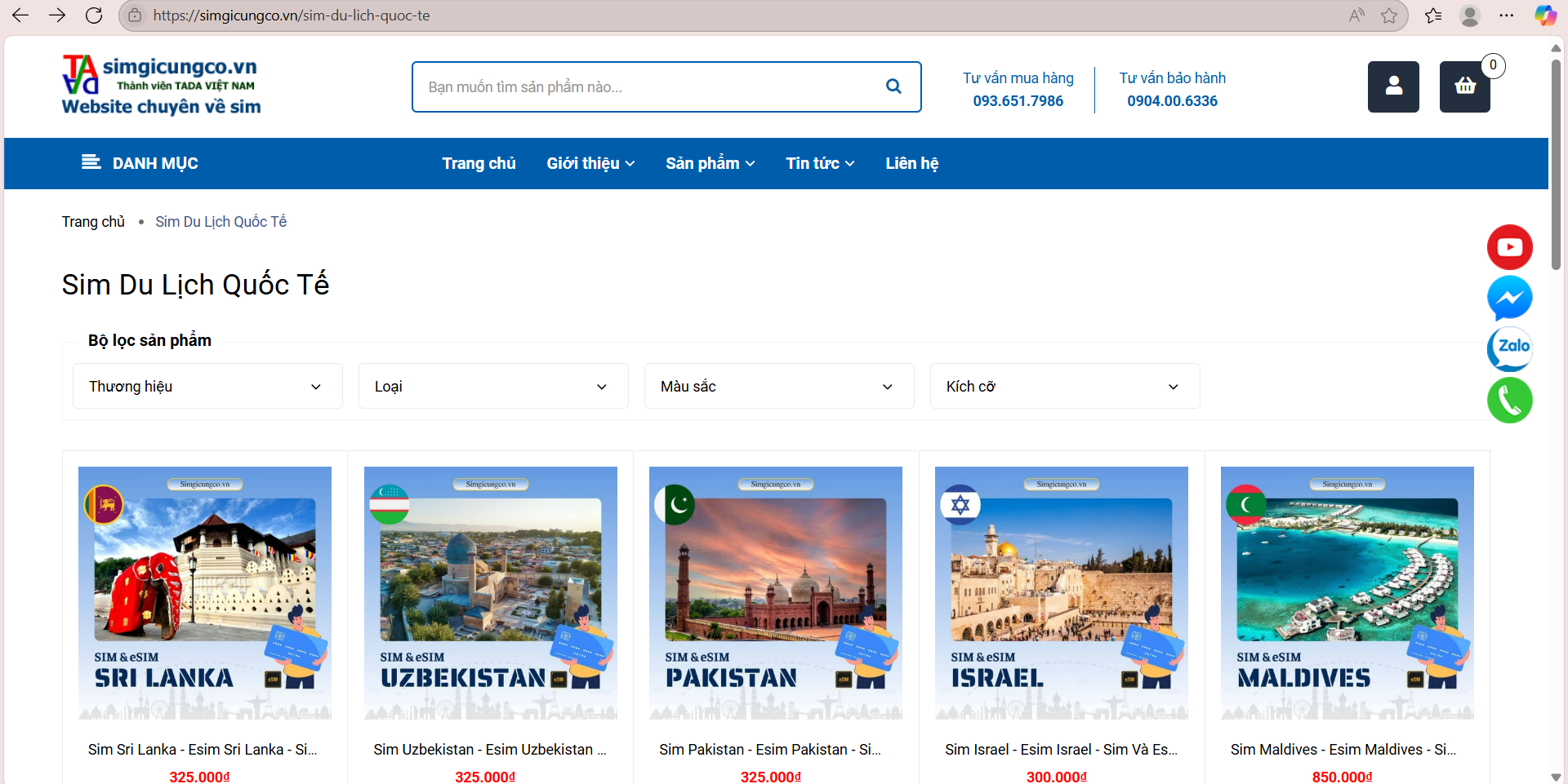 SIM/eSIM du lịch quốc tế