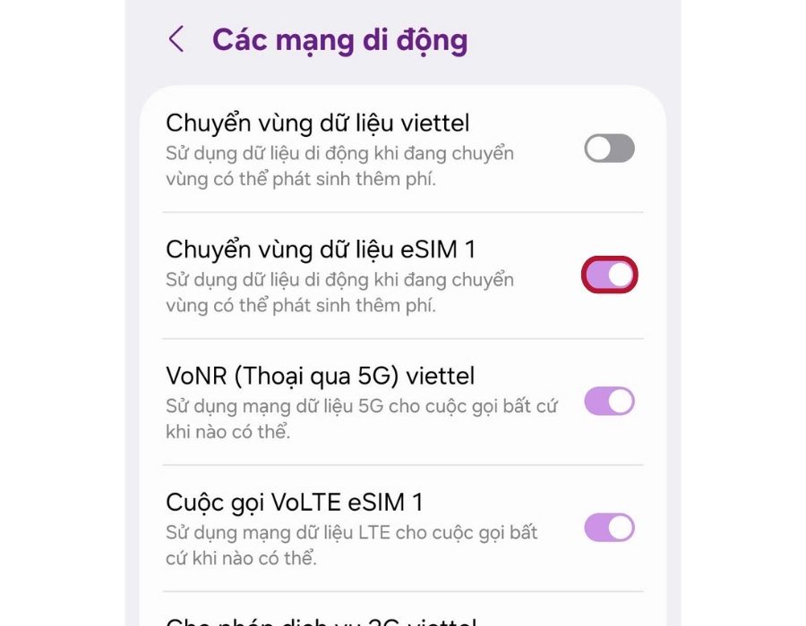 Hướng Dẫn Bật Chuyển Vùng Dữ Liệu (Data Roaming) 7