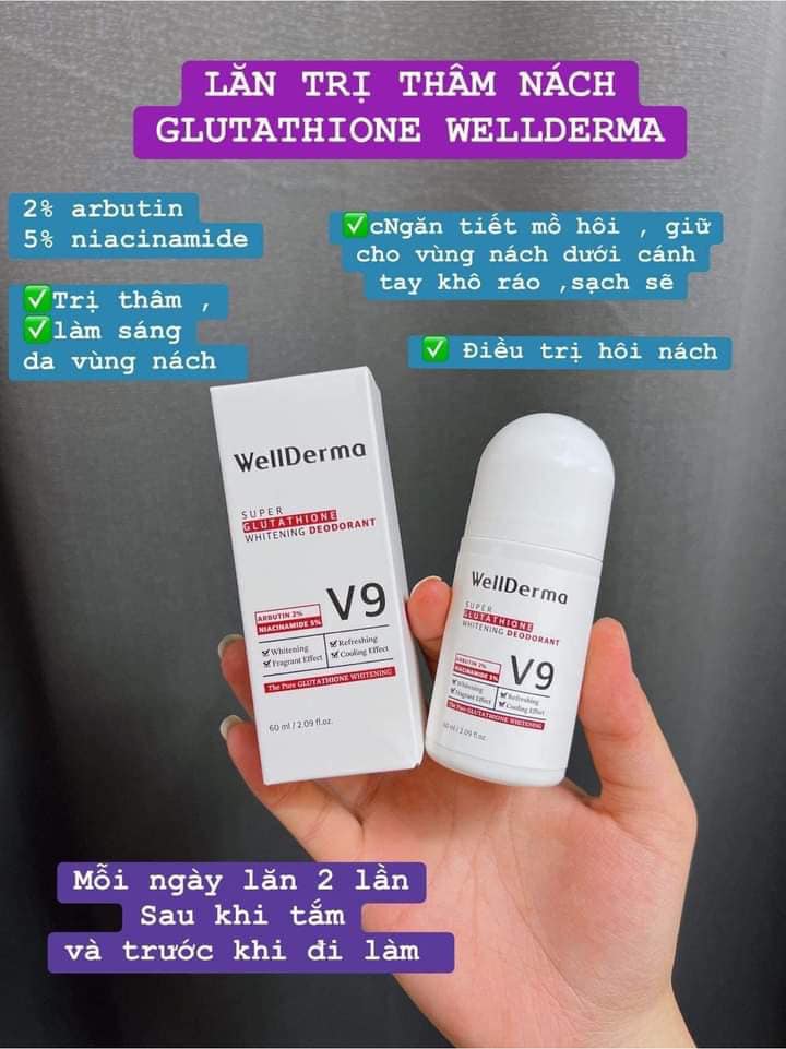 LĂN NÁCH WELLDERMA GLUTATHIONE DƯỠNG TRẮNG GIẢM THÂM