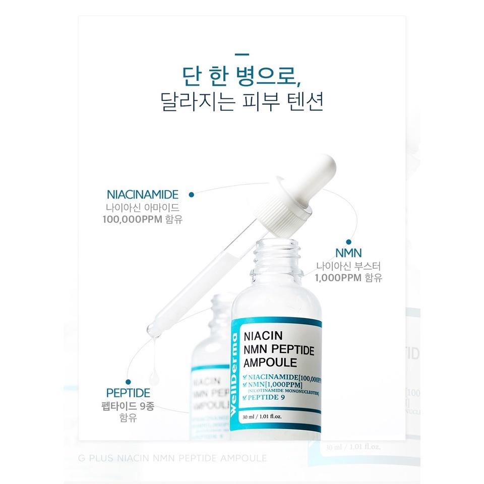 Tinh Chất Serum 10% Niacinamide + Peptide Dưỡng Trắng Da Chuyên Sâu Hàn Quốc Wellderma G Plus 30ml