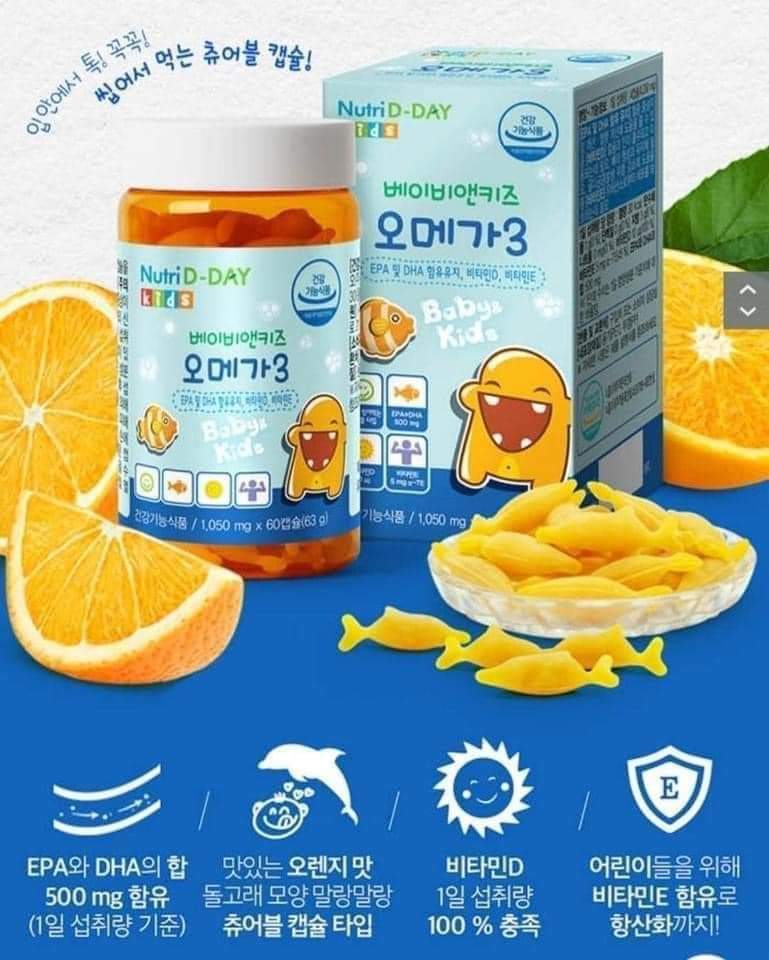 Omega 3 Baby&Kids Nutri D-Day 60 viên – Viên uống bổ não cho trẻ