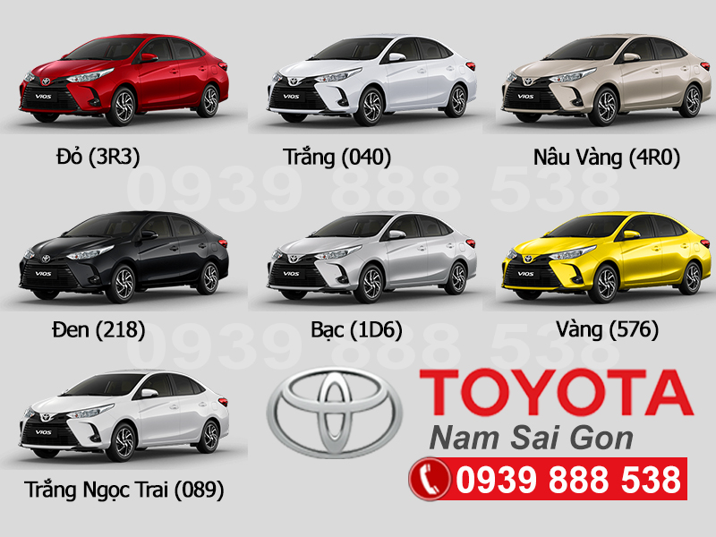 Bảng Màu Xe Toyota Vios Mới Nhất Tại Toyota Nàm Sài Gòn Quận 7