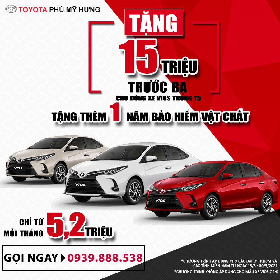 Toyota Vios Hỗ Trợ Trước Bạ Miễn Phí 15 Triệu Tại Toyota Nam Sài Gòn