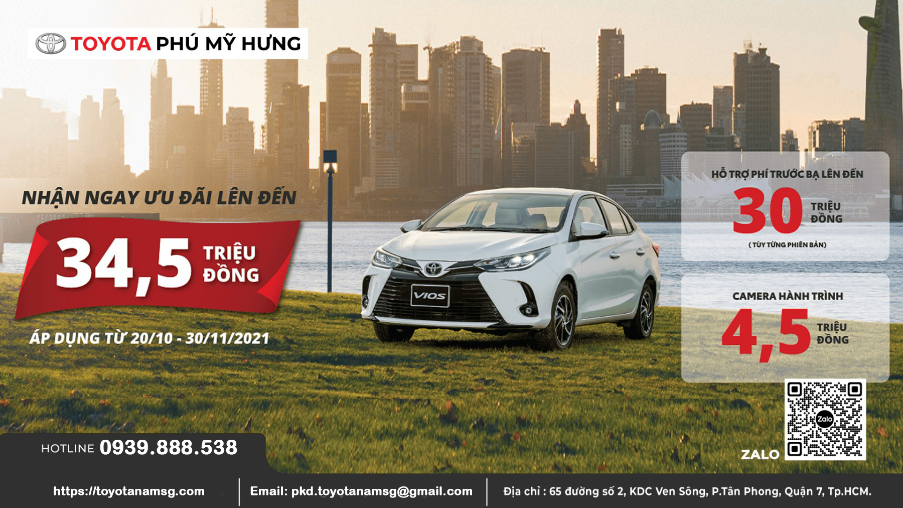 Toyota Vios Giảm 50% thuế trước bạ tại toyota nam sài gòn quận 7