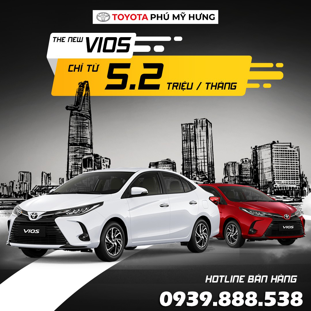 Toyota Vios trả góp chỉ 5,2 triệu mổi tháng tại toyota nam sài gòn quận 7