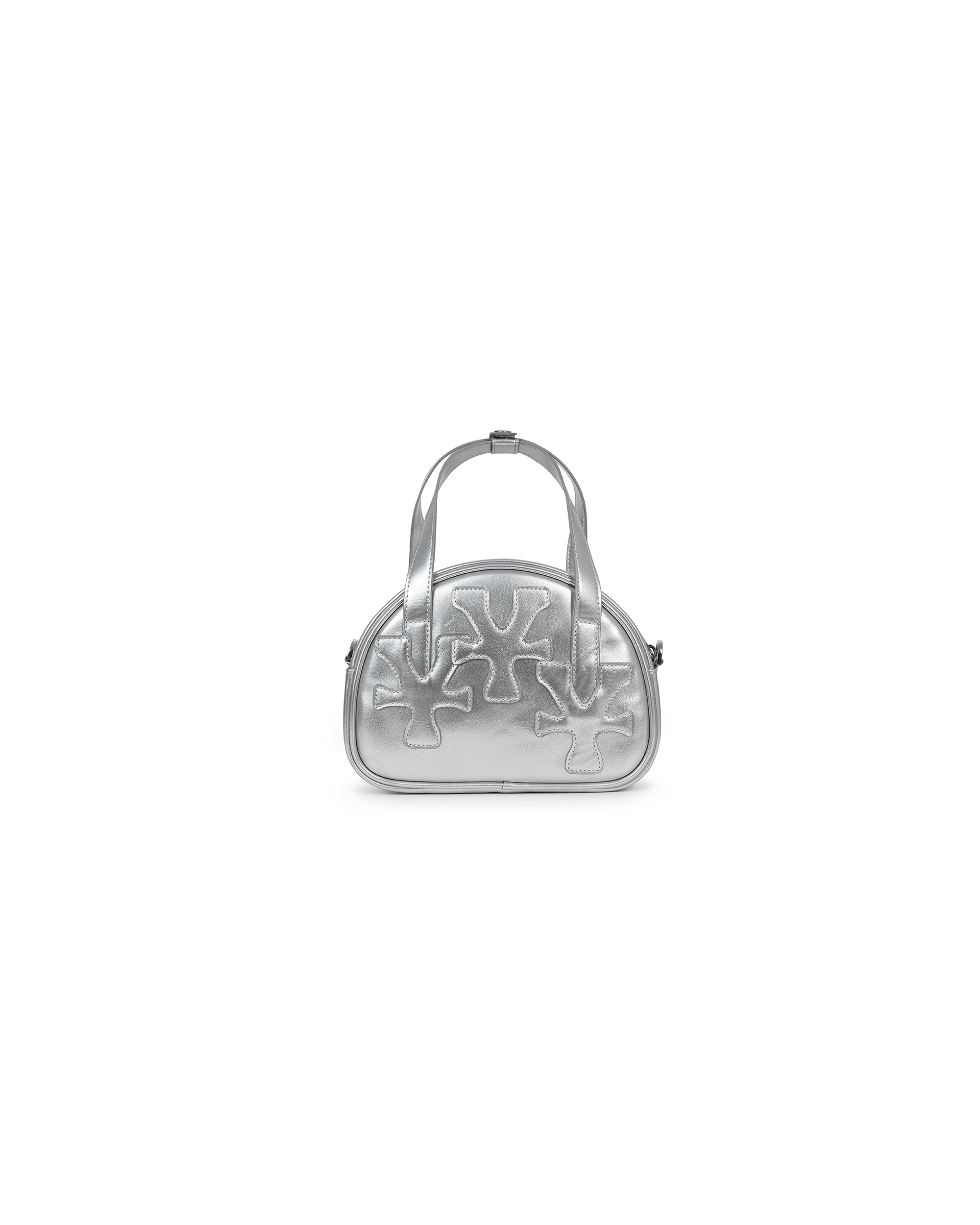 ‘Y’ Logo Patches Mini Bowler Bag - Silver