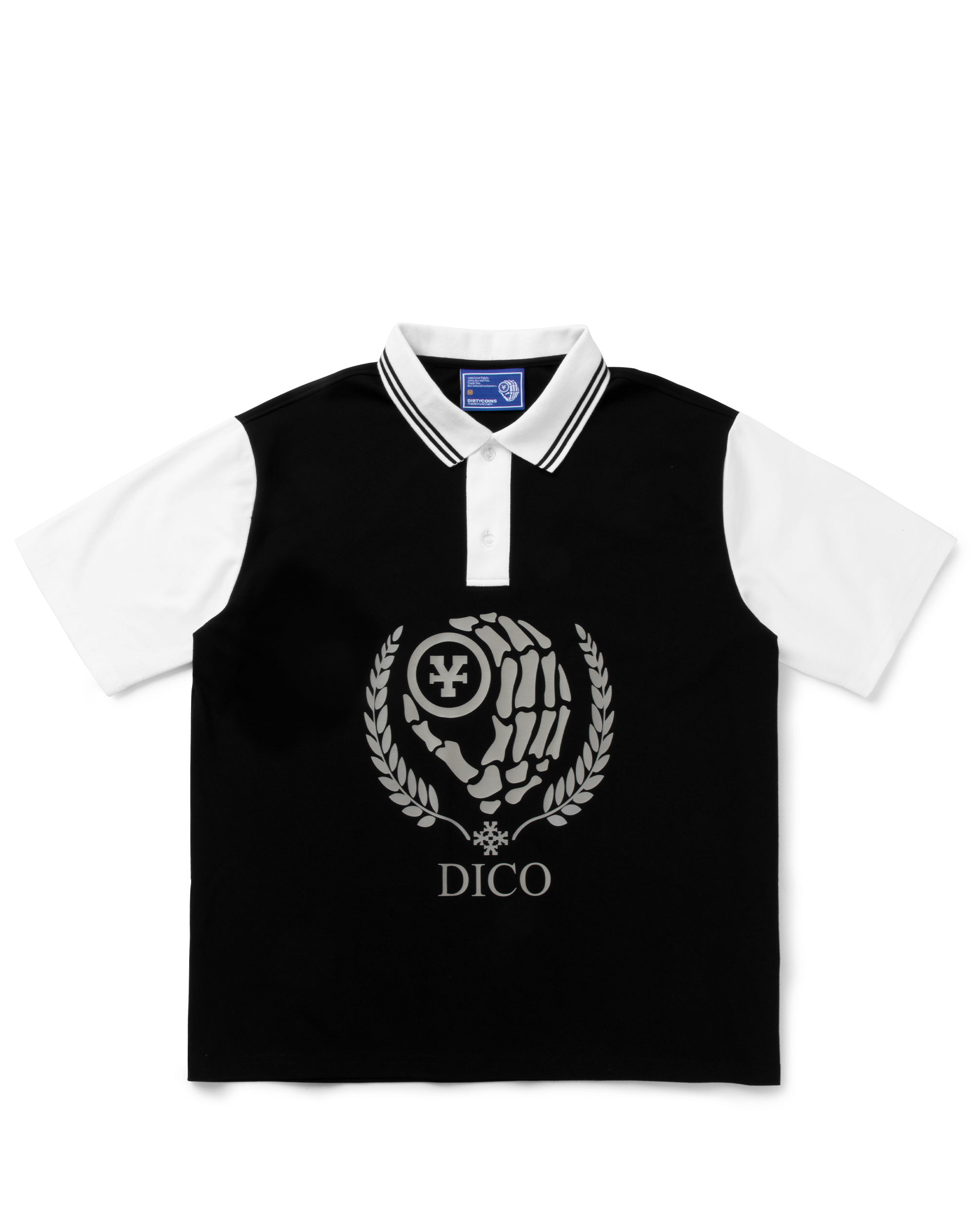 DirtyCoins Leaf Wreath Polo - Black/Cream