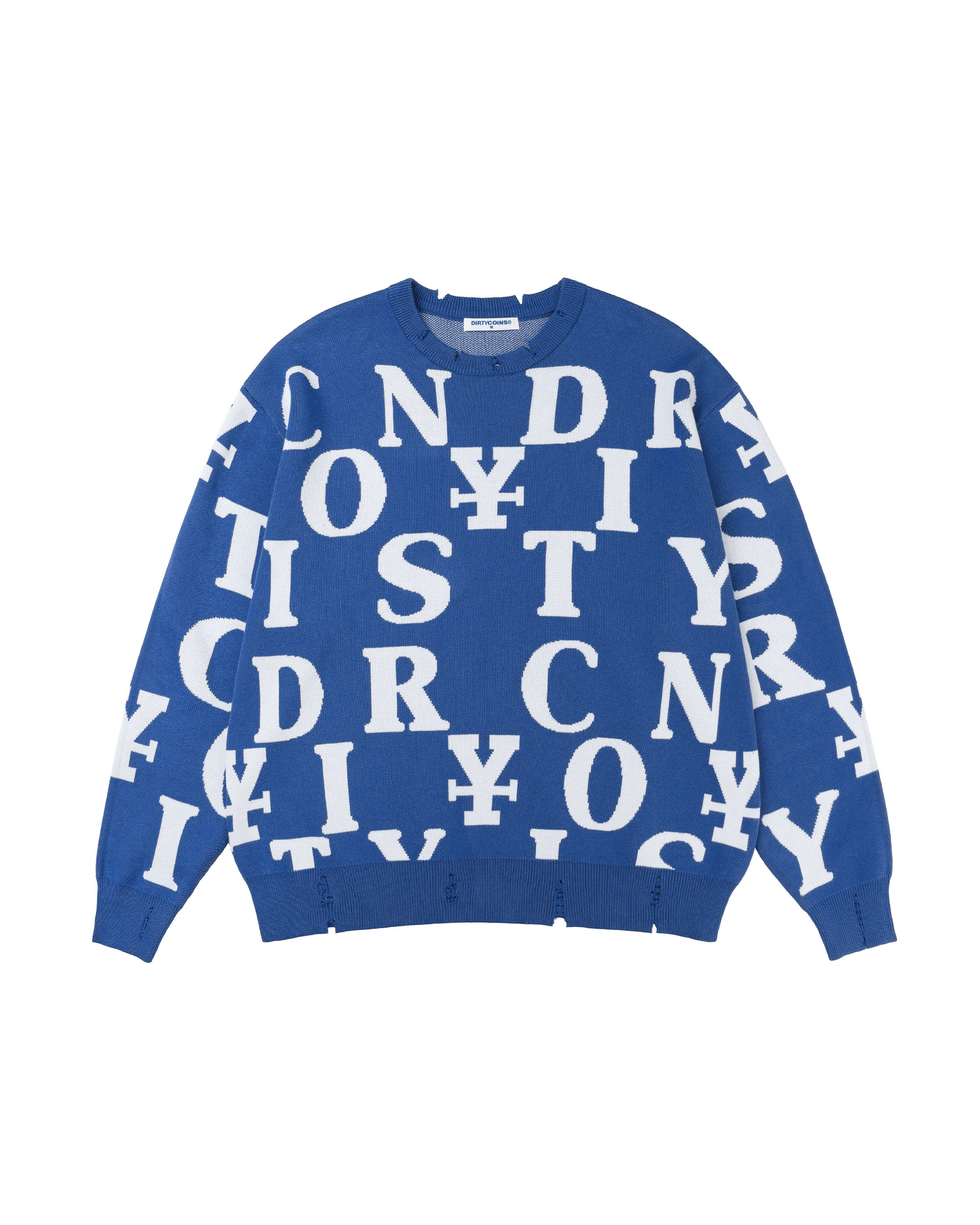 Letters Monogram Knit Sweater - Blue