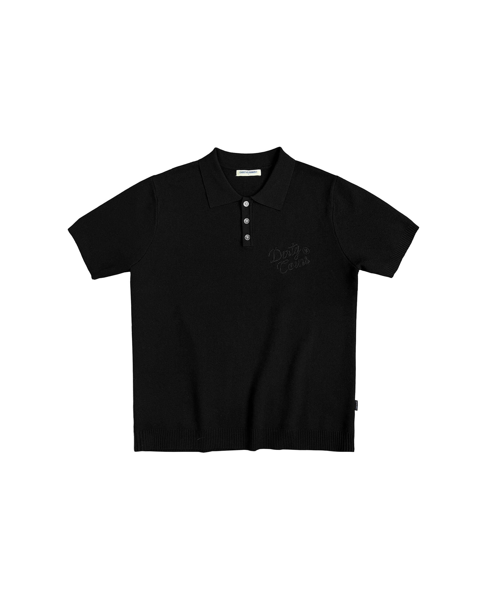DirtyCoins Rope Embroidery Knit Polo Black