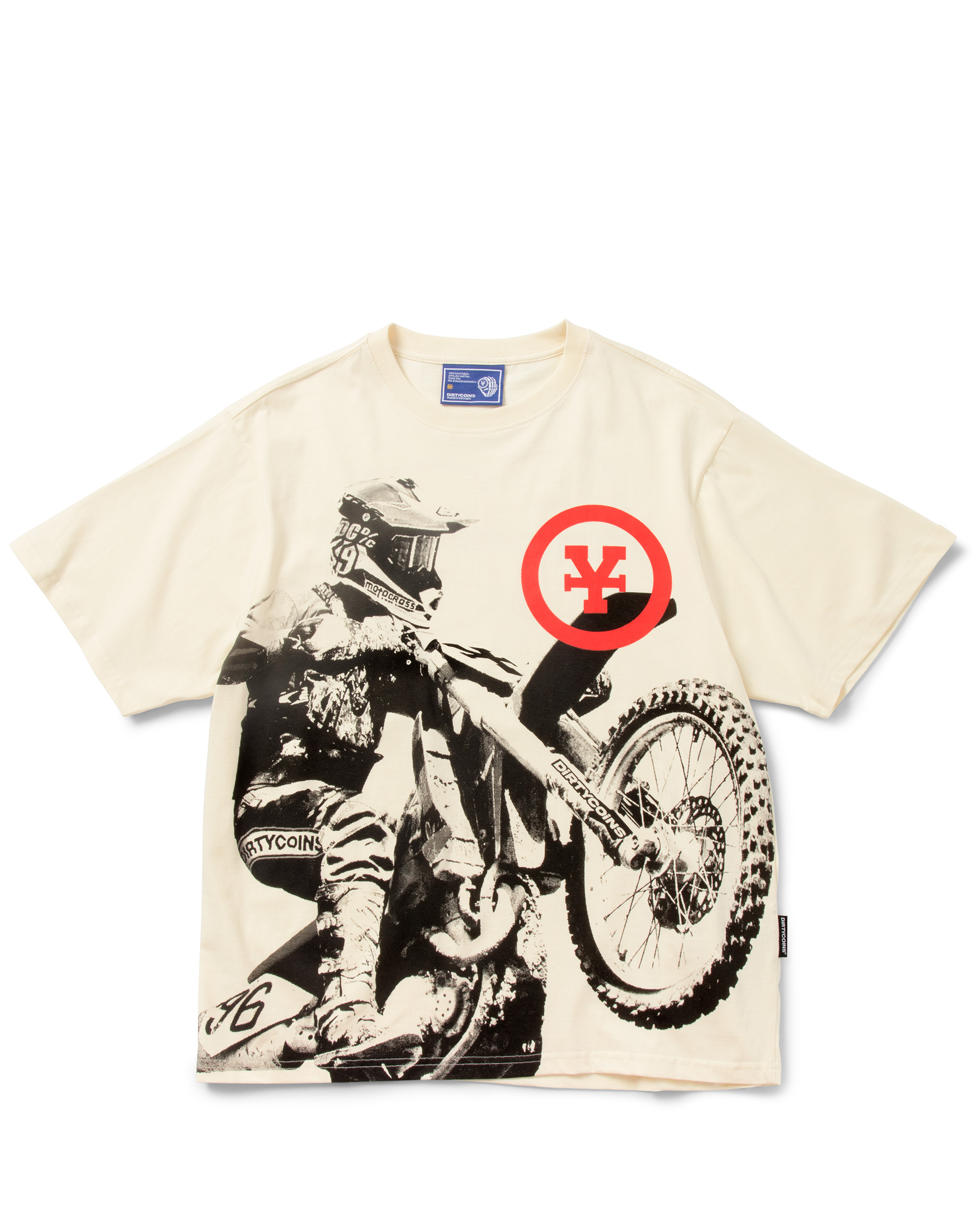 Motocross Print T-shirt - Cream