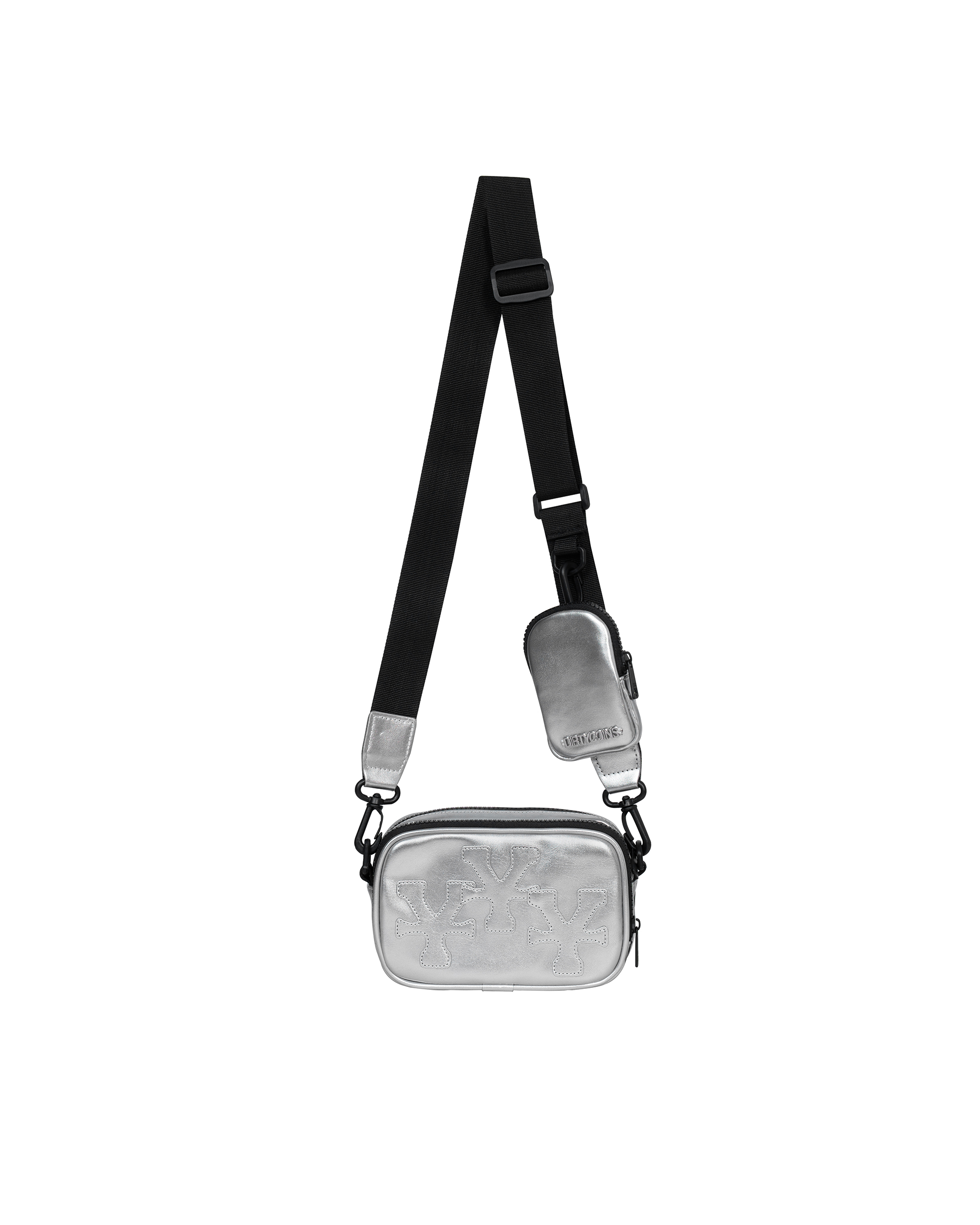 DirtyCoins Logo Patches Crossbody Bag Silver