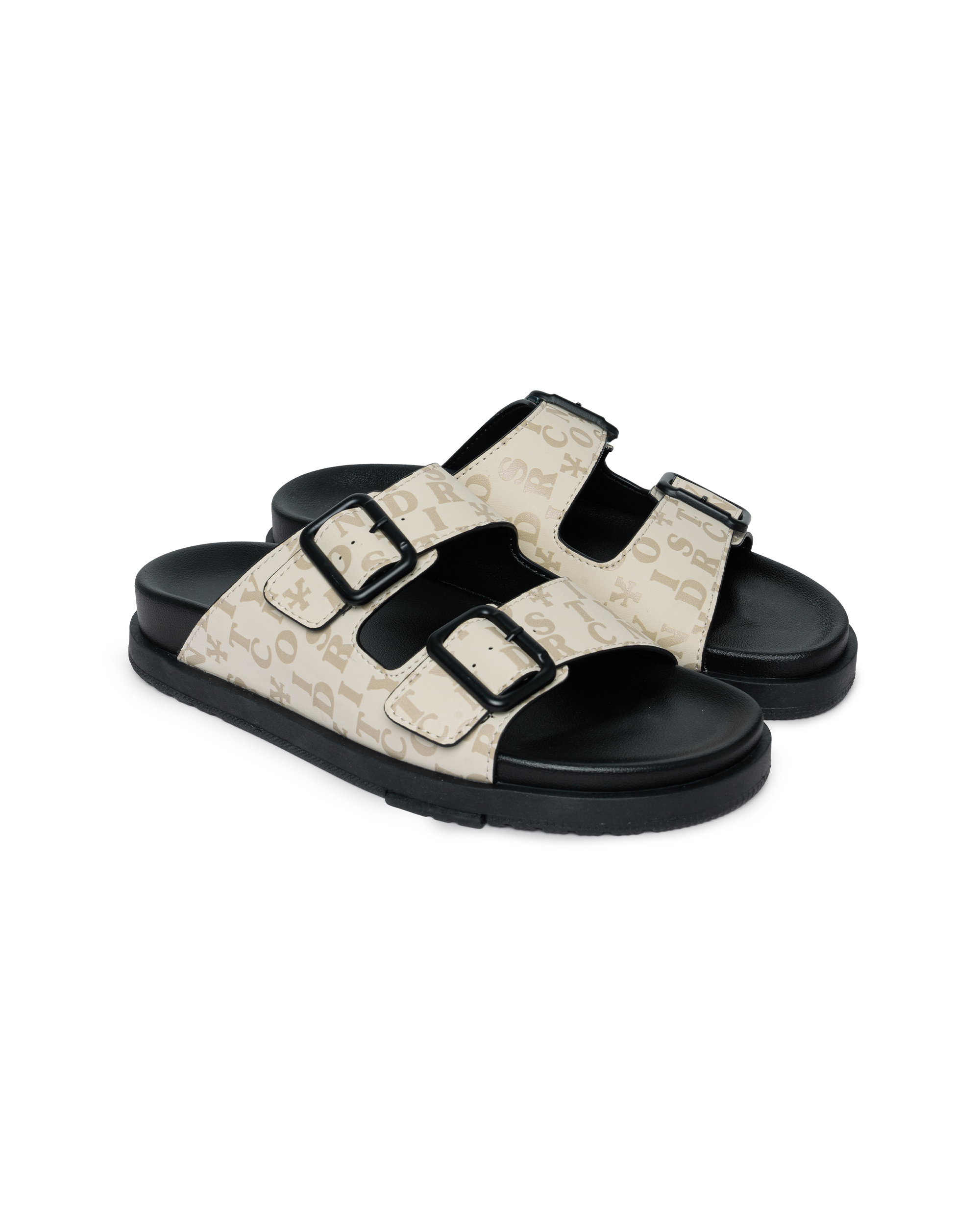 DirtyCoins Letter Monogram Arizona Slides Cream