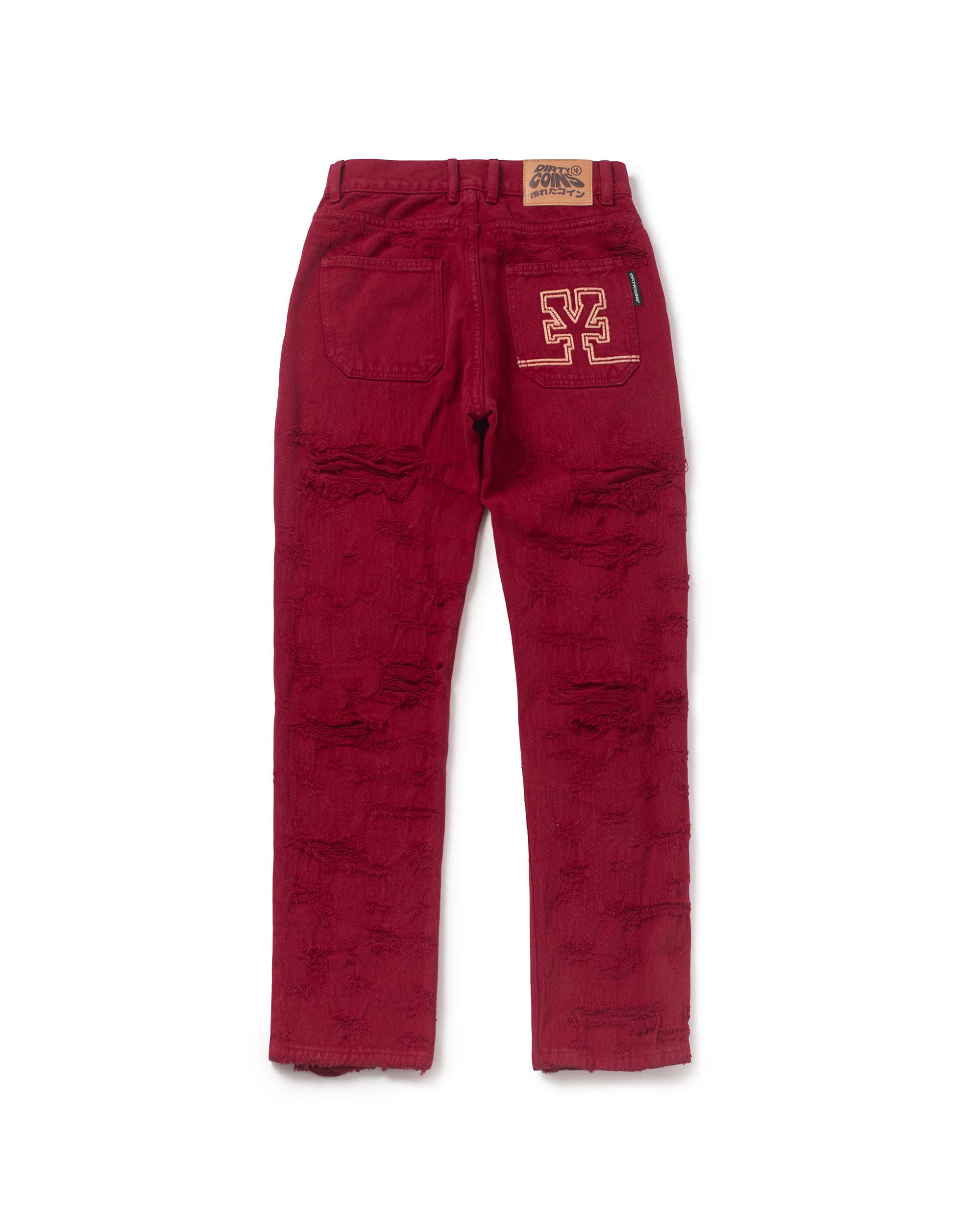 Over Distressed Jeans - Red