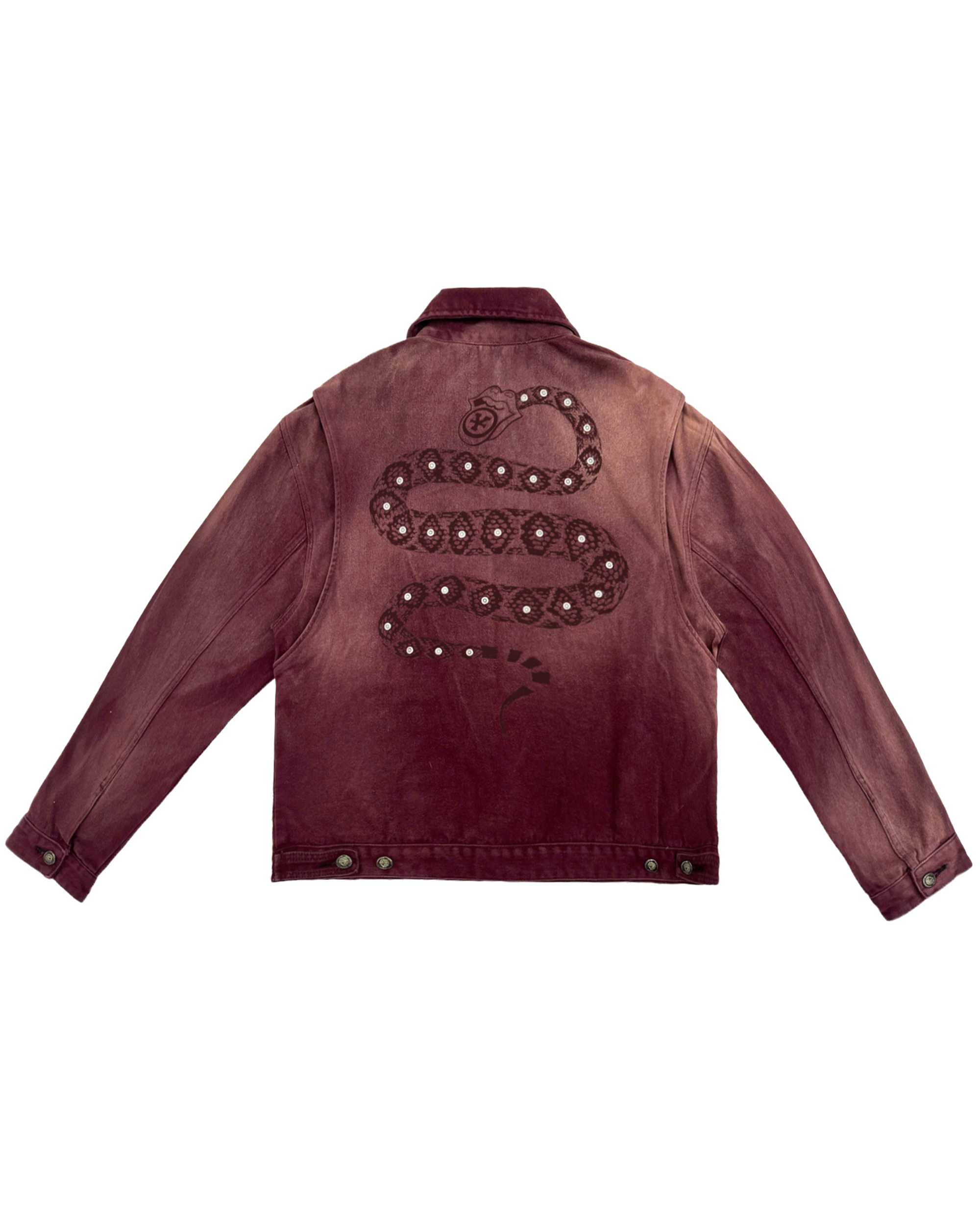 DCxRS Western Rivet Snake Denim Jacket Red