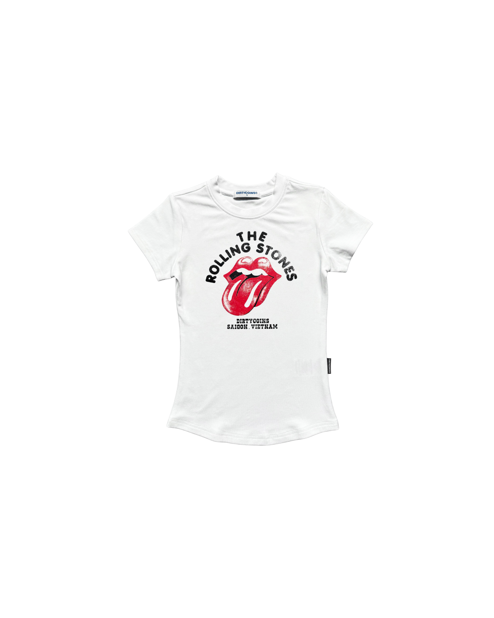 DCxRS Vintage Tongue Fitted Baby Tee White