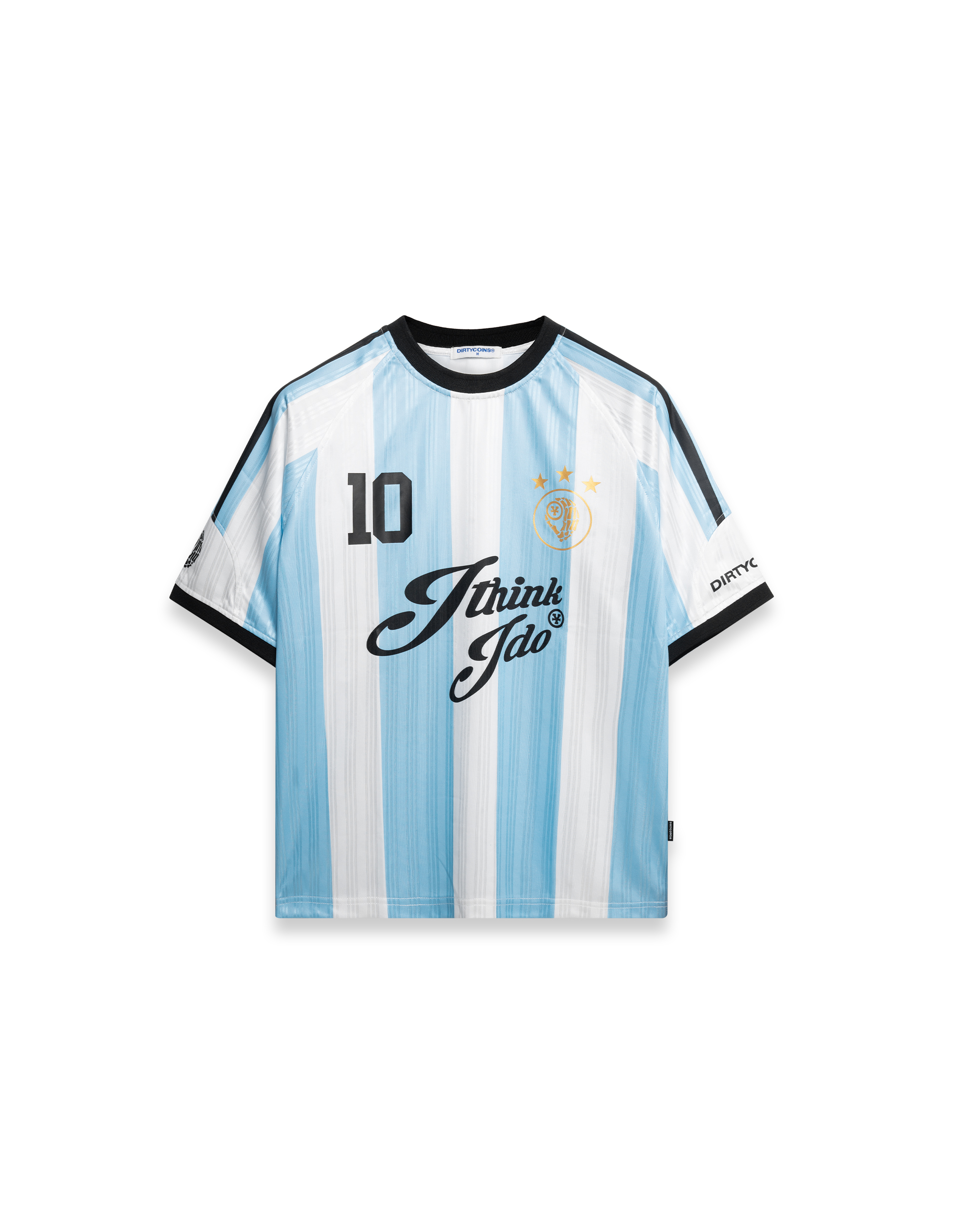 DirtyCoins Striped Soccer Jersey Baby Blue White