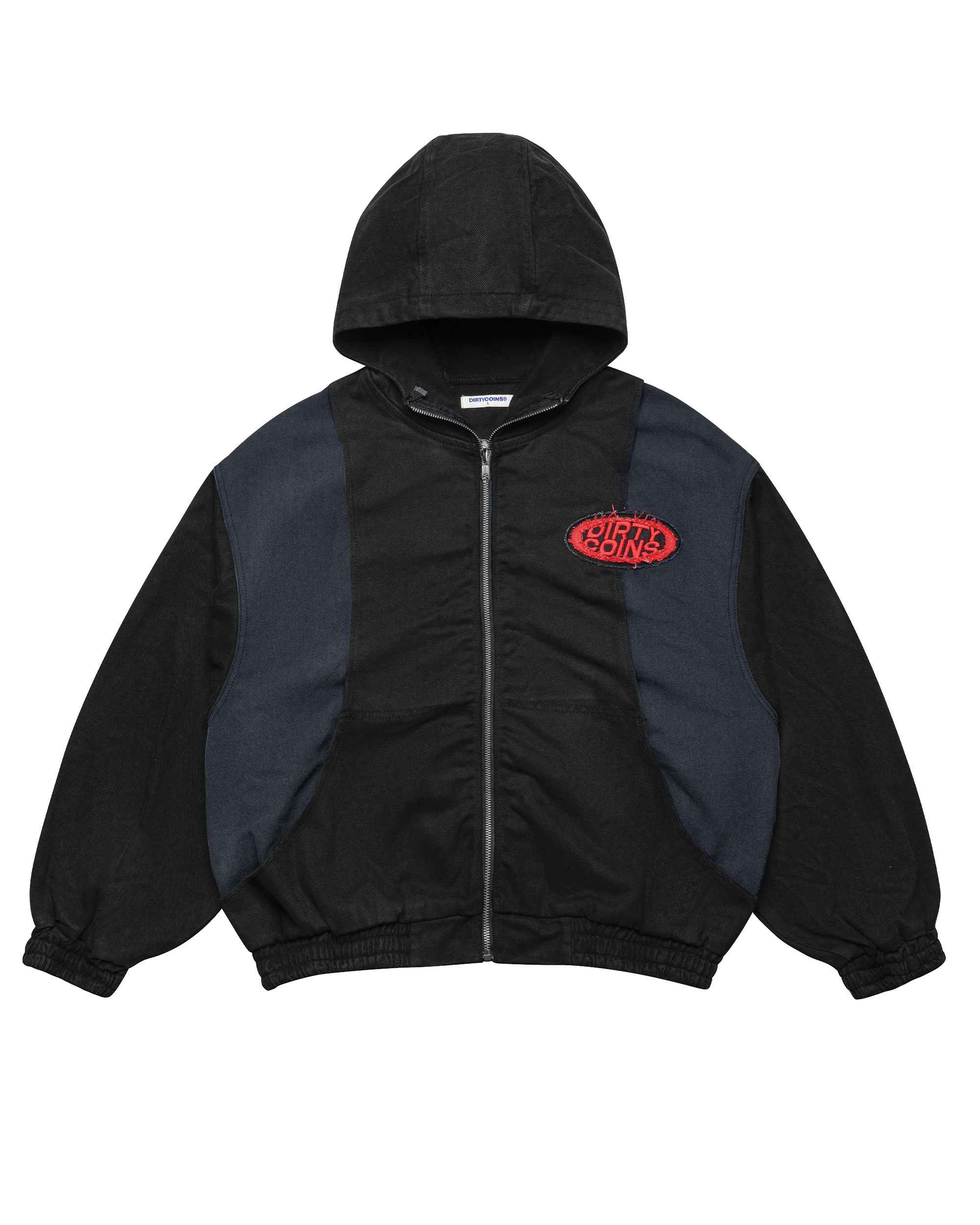 DCxRS Splicing Patch Hooded Denim Jacket Black