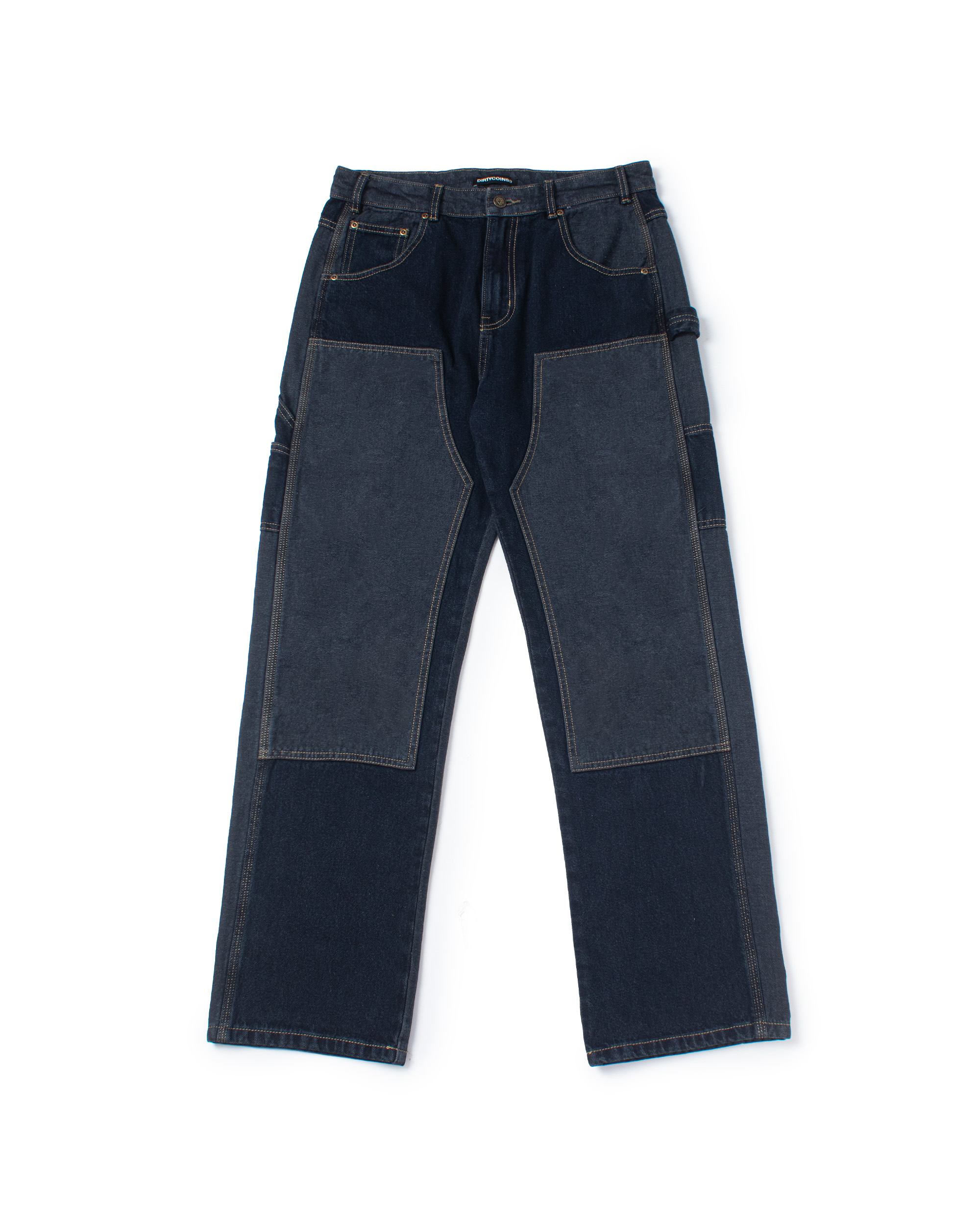 Logo Washed Knee Jeans - Dark Blue