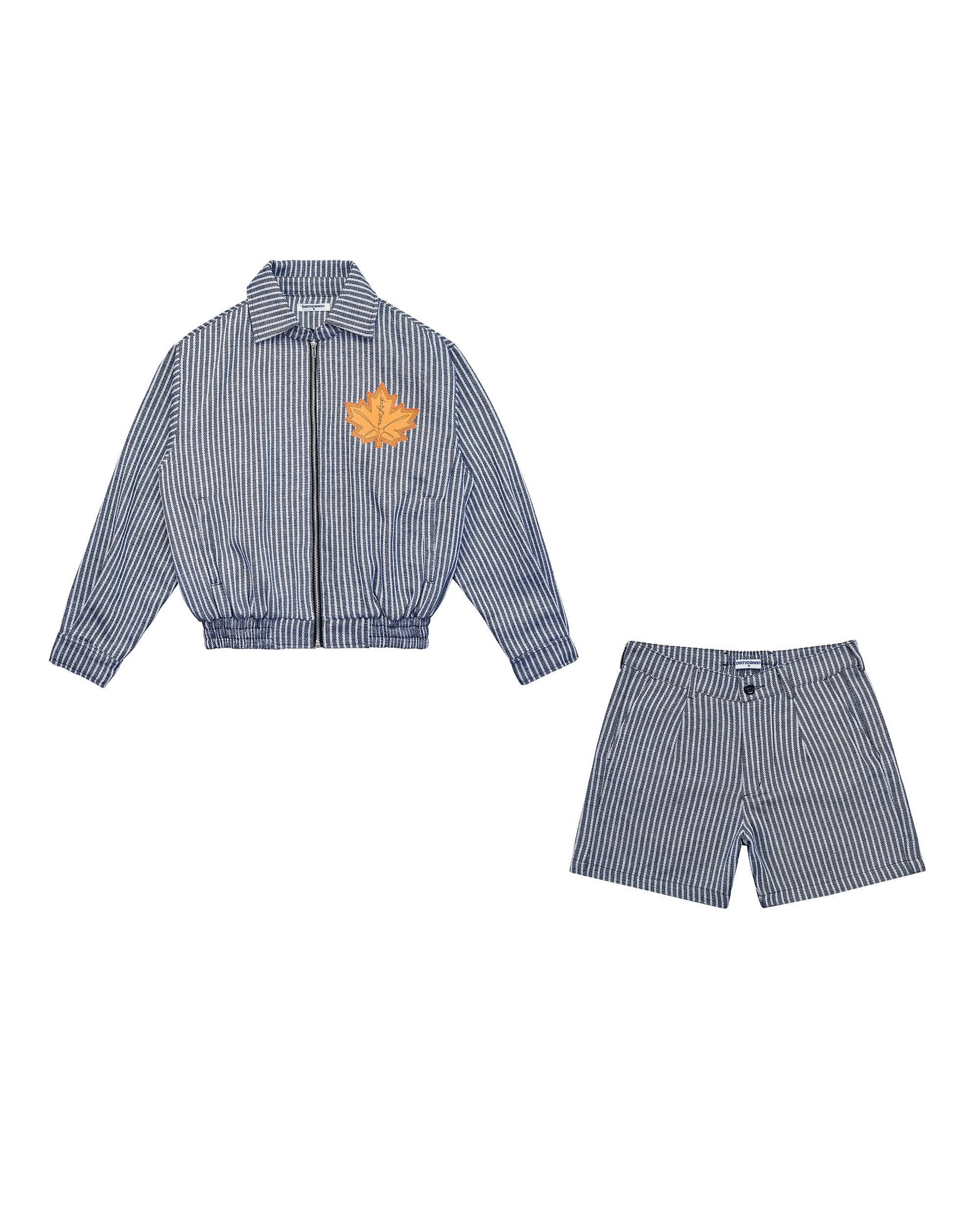 Combo Bomber Striped Maple Leaf Grey + Striped Maple Leaf Grey Short