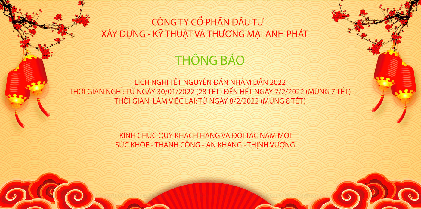 Thông báo lịch nghỉ Tết nguyên đán Nhâm Dần 2022
