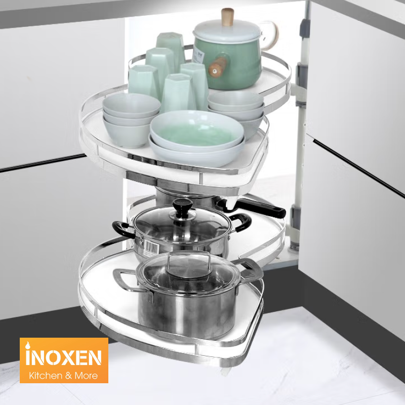 Biến Góc Chết Thành Góc Đẹp – Mâm Xoay Góc Bếp Inoxen