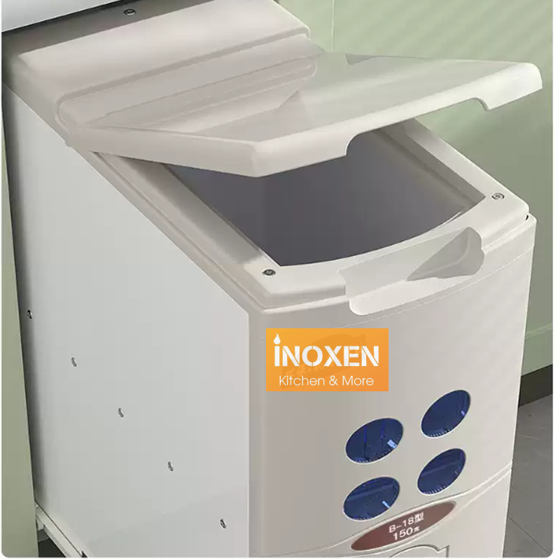 Ẩn Mà Không Mất Tính Năng – Thùng Gạo Âm & Thùng Rác Inoxen