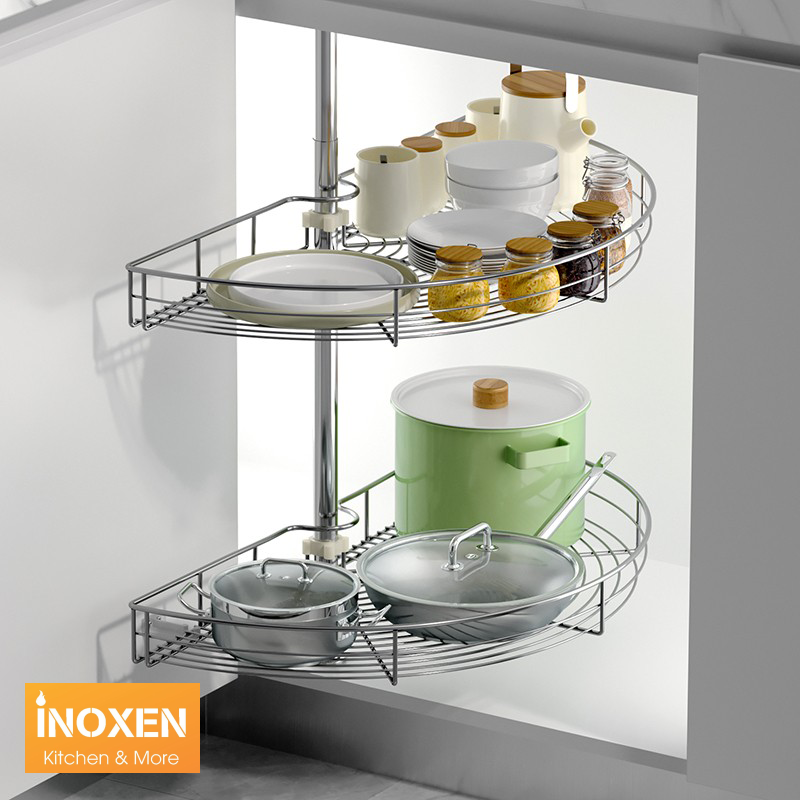 Mâm xoay góc – tận dụng tối đa không gian tủ bếp.