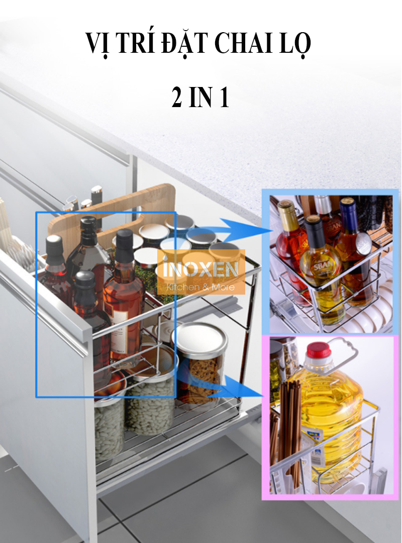 Tối ưu không gian – An toàn và tiện nghi với giá dao thớt chai lọ Inoxen