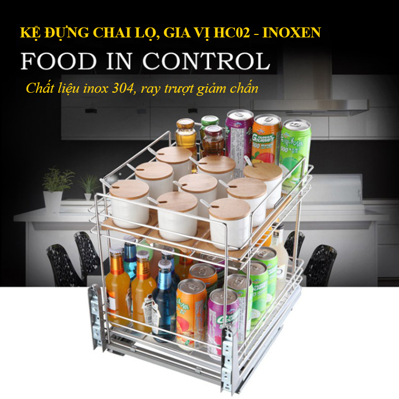 KỆ ĐỰNG CHAI LỌ GIA VỊ HC02 INOXEN